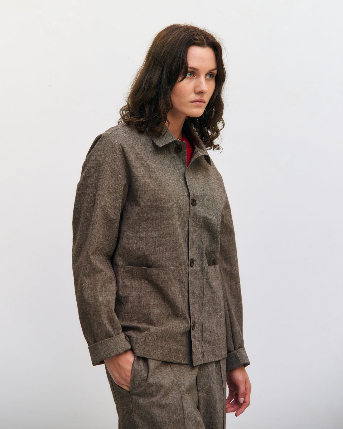 Lightweight jacket, organic cotton - canvas brown