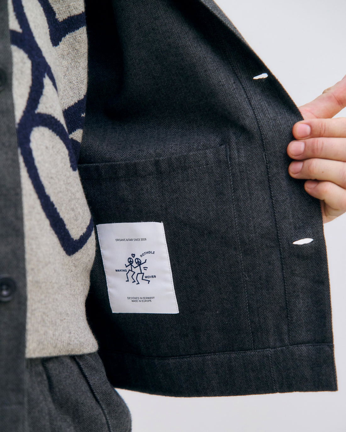 Lightweight jacket made from organic cotton - Herringbone Grey