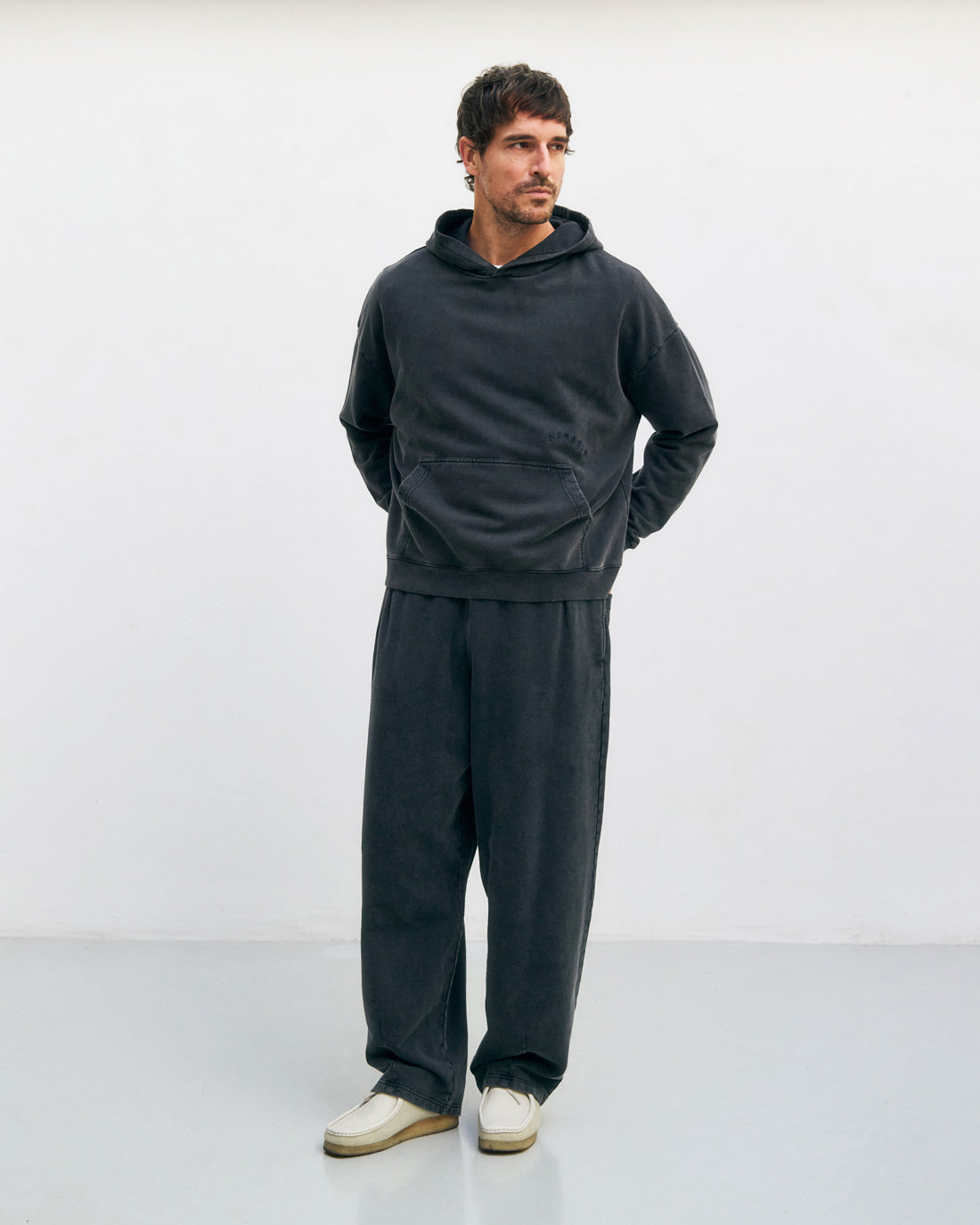 Logo Hoodie Organic Cotton - Washed Black