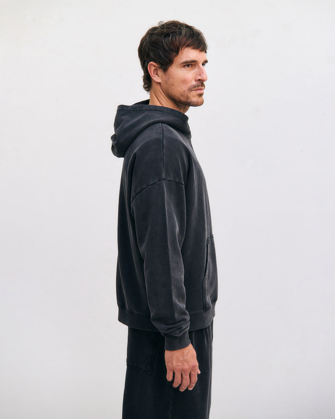 Logo Hoodie Organic Cotton - Washed Black