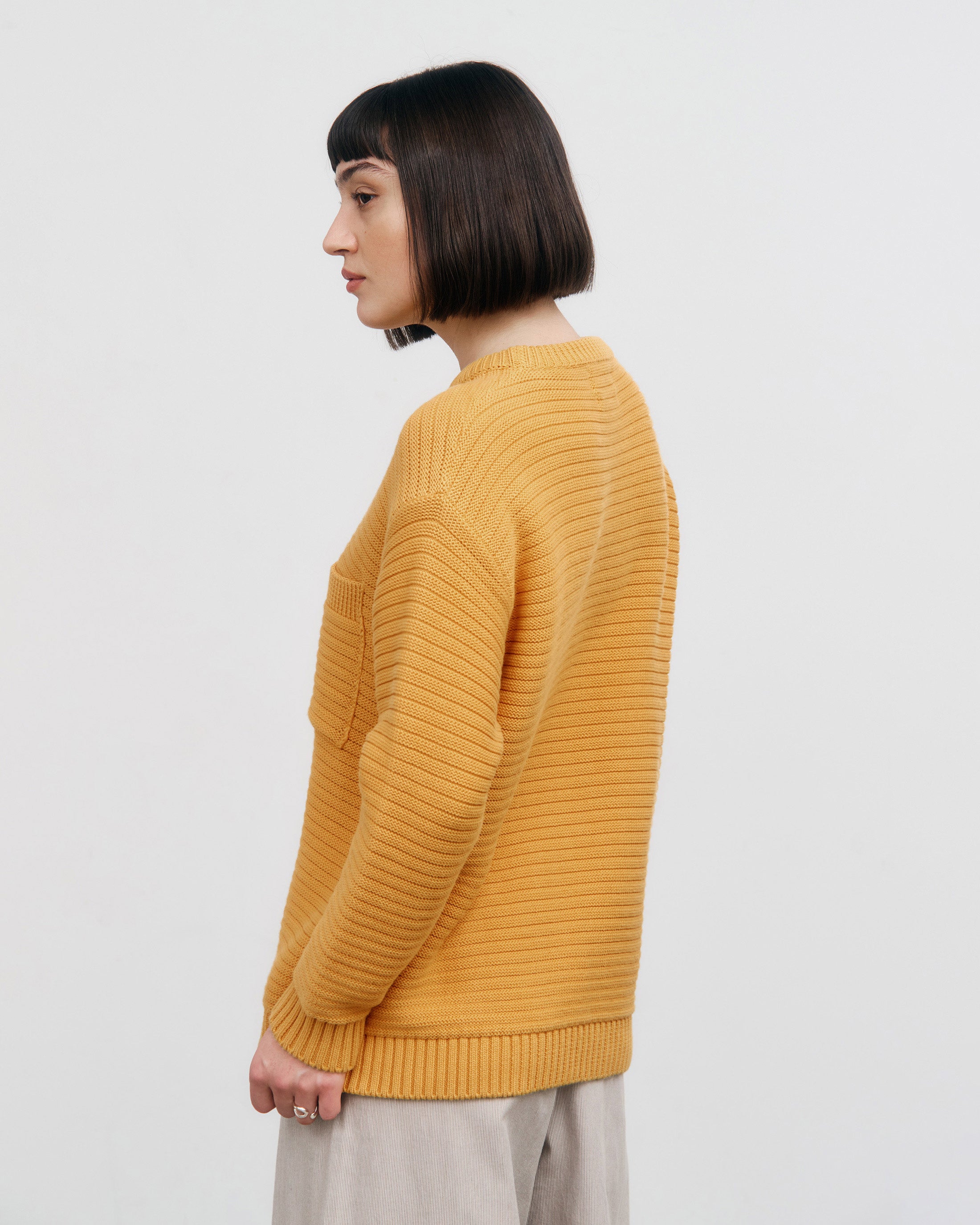 Ribbed Organic Cotton Jumper - Yellow