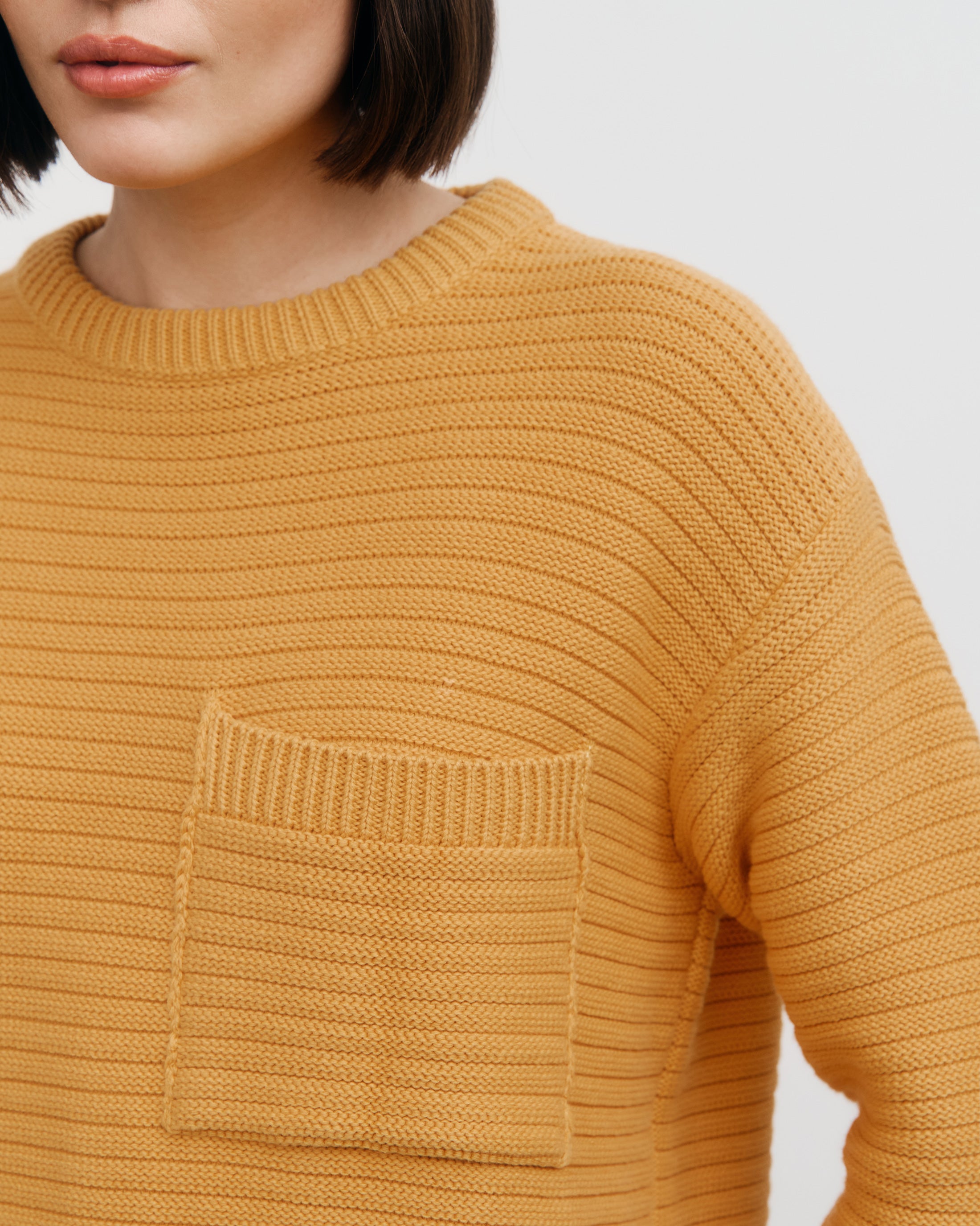 Ribbed Organic Cotton Jumper - Yellow
