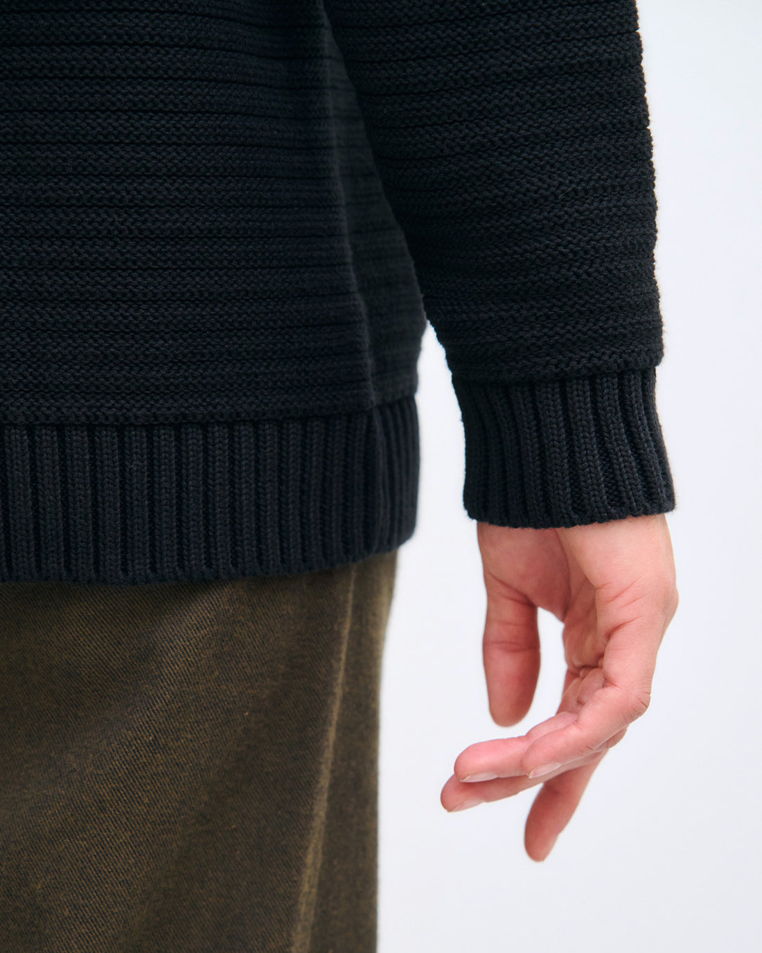 Ribbed knit sweater organic cotton - Black