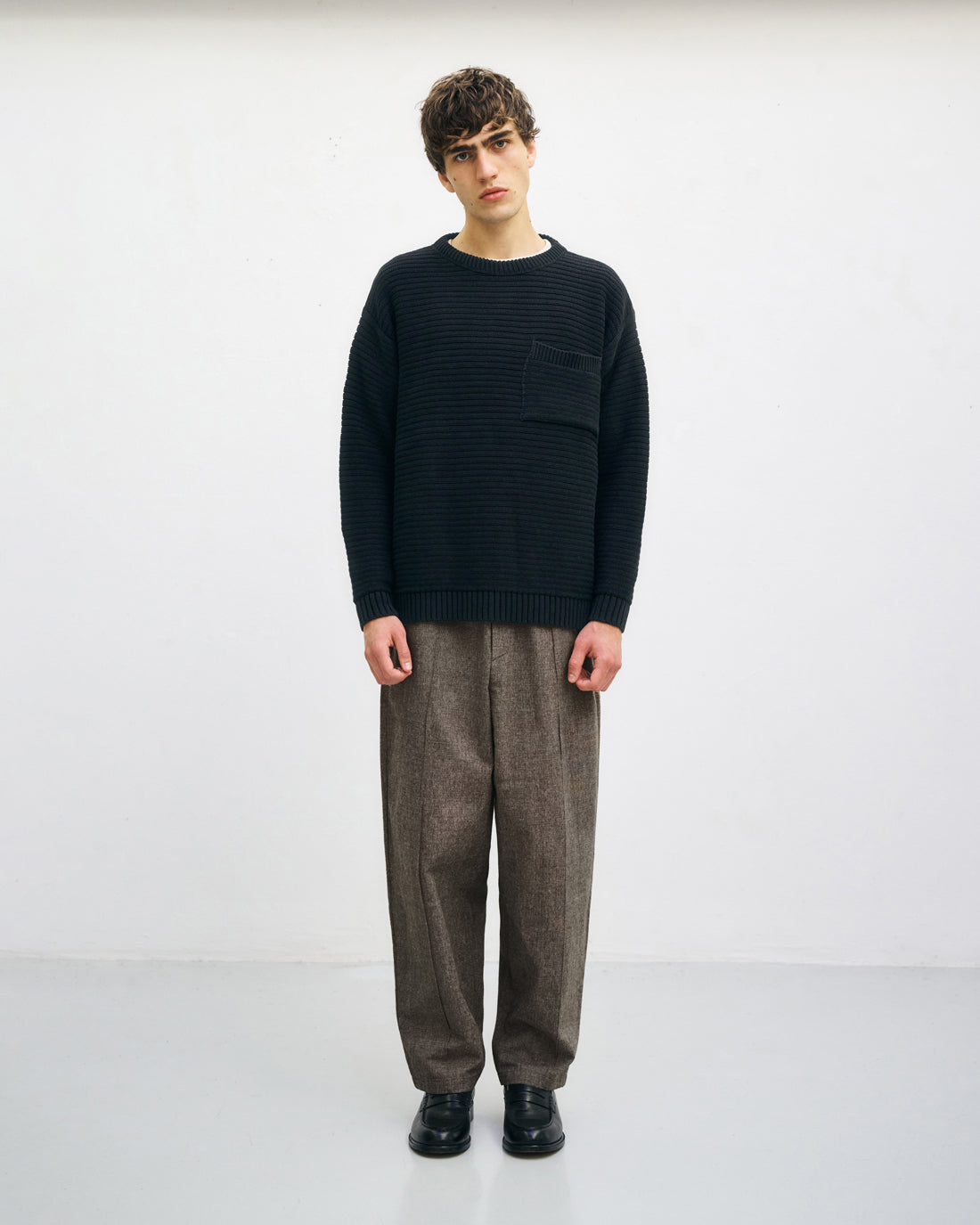 Ribbed knit sweater organic cotton - Black