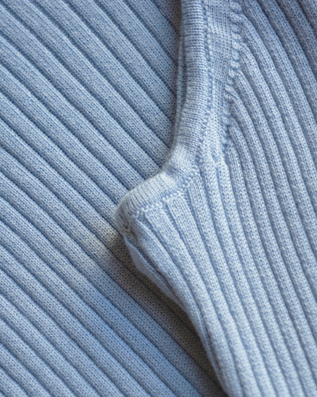 Knitted Merino Wool Vest - Light Blue