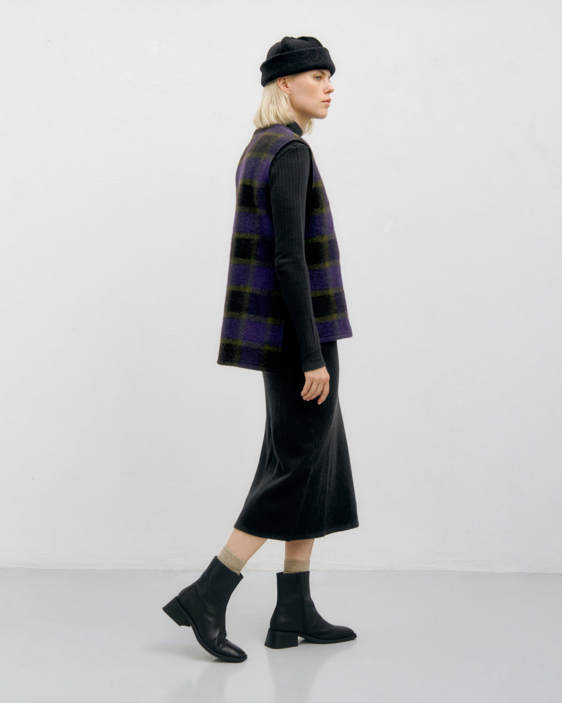 Heavyweight mockneck dress, organic cotton - black