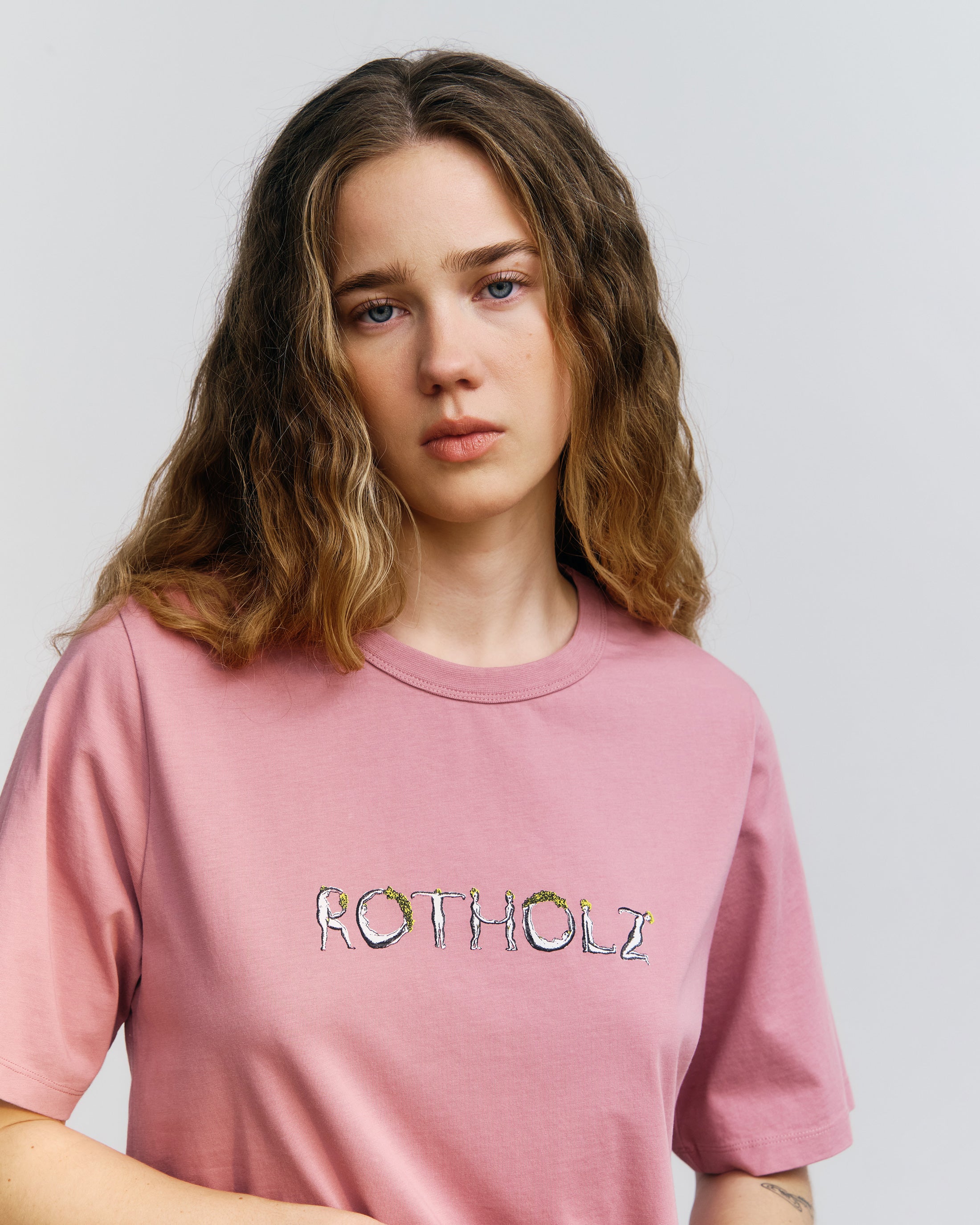 T-Shirt mit Logo Print - Pink