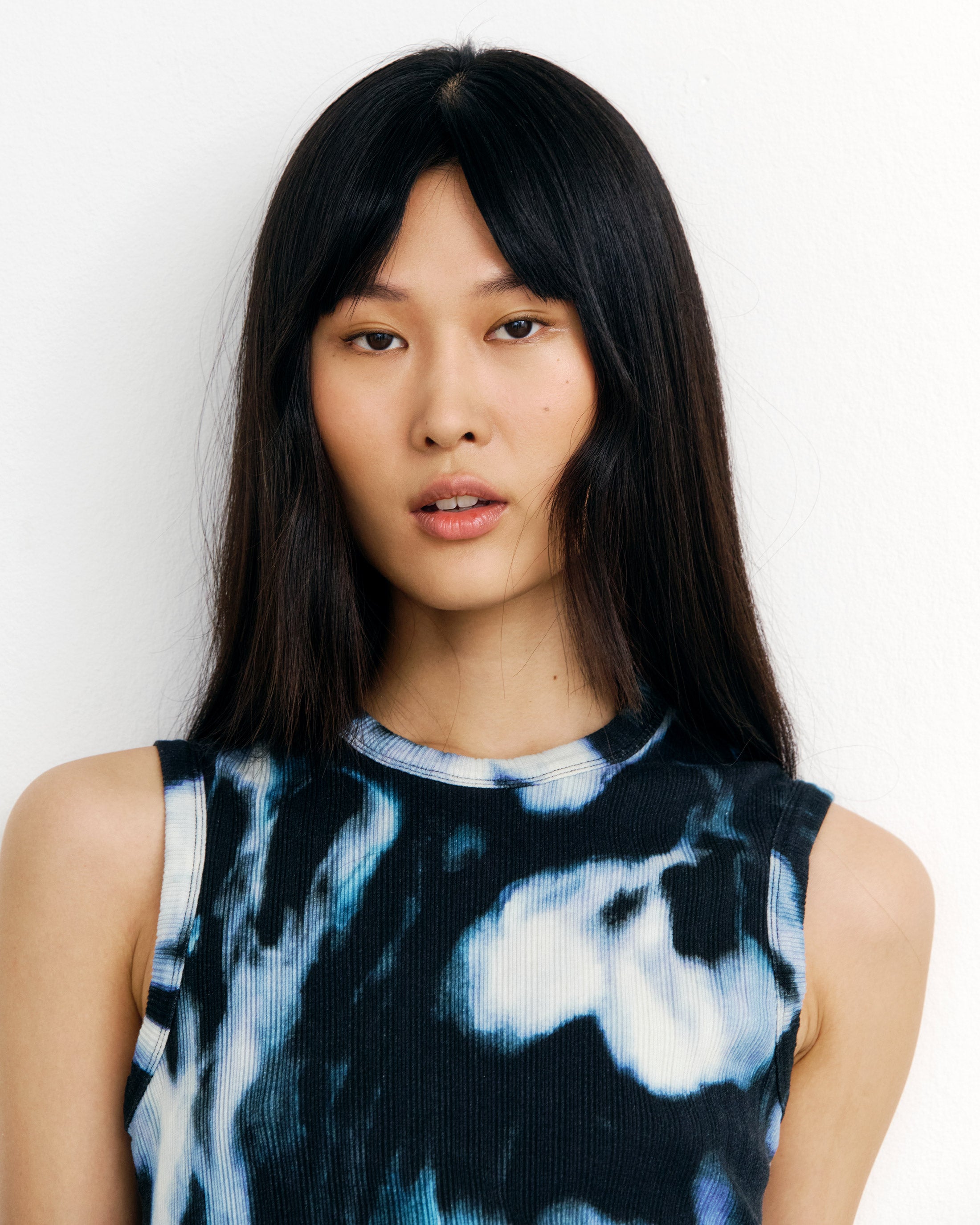 Open Back Singlet Organic Cotton - Black Ocean