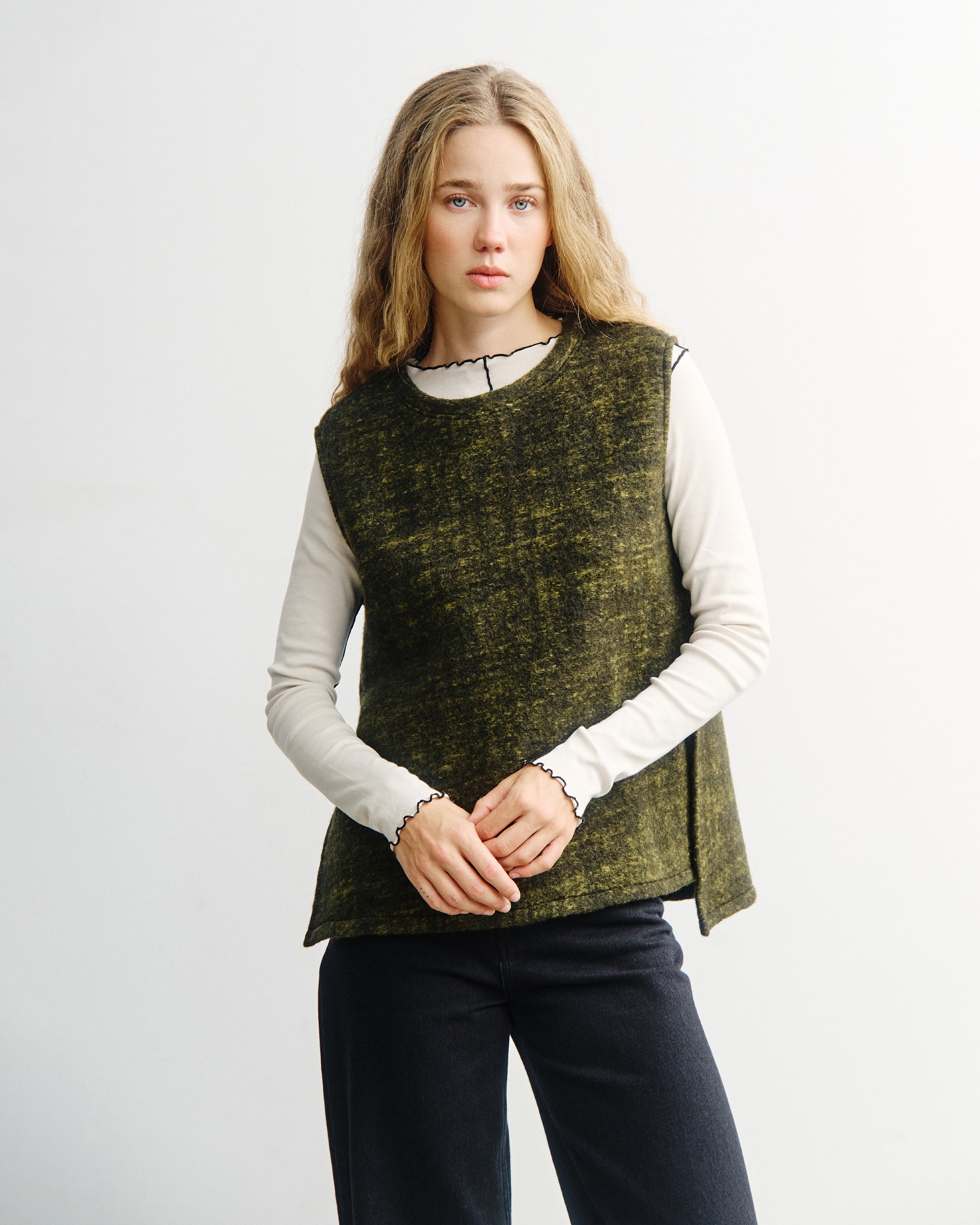 Oversized Vest - Speckled Green FW26