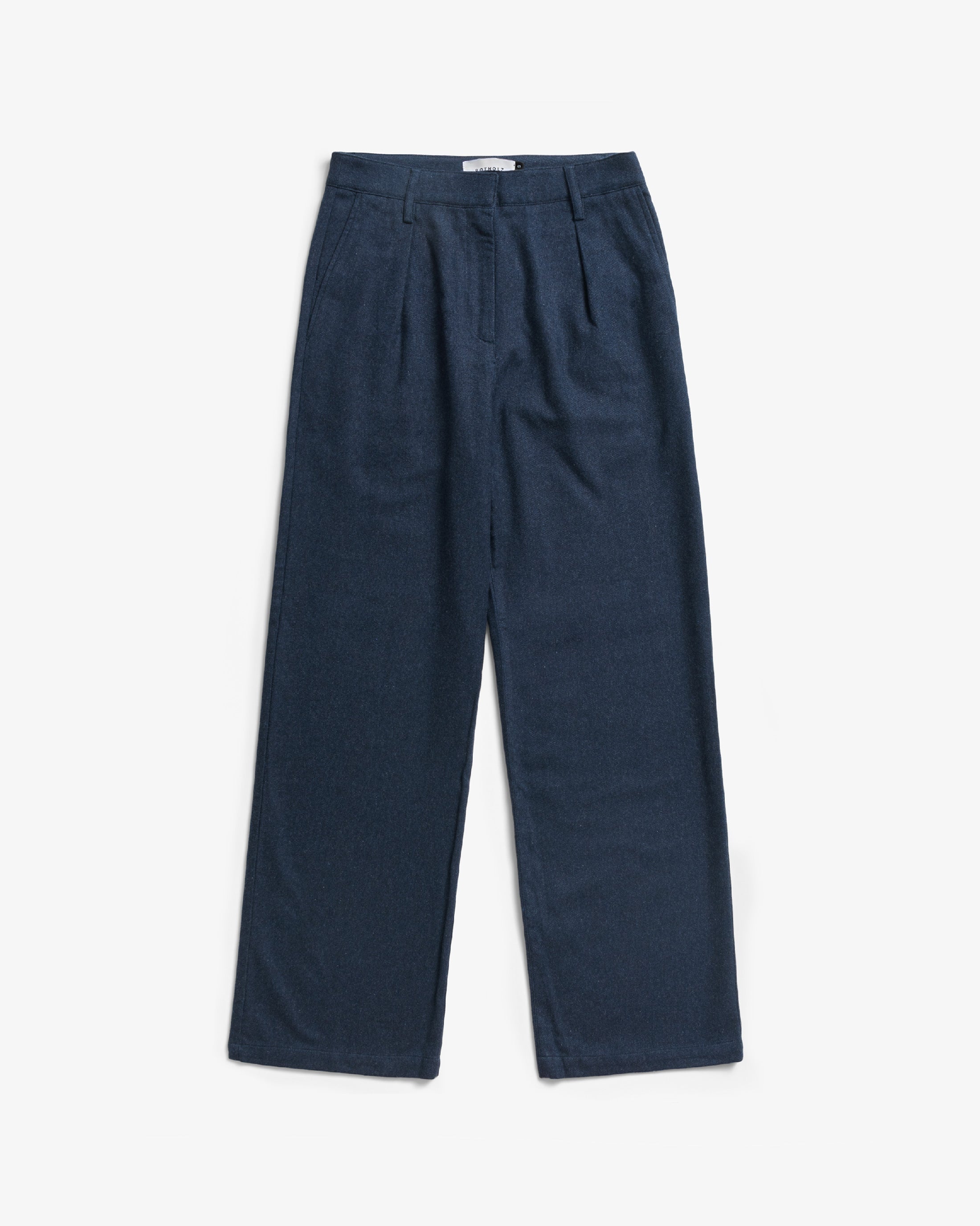 High-Waist Flannel Trousers Organic Cotton - Dark Blue
