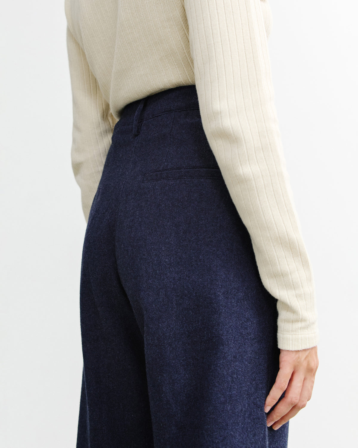 High-Waist Flannel Pant Organic Cotton - Dark Blue