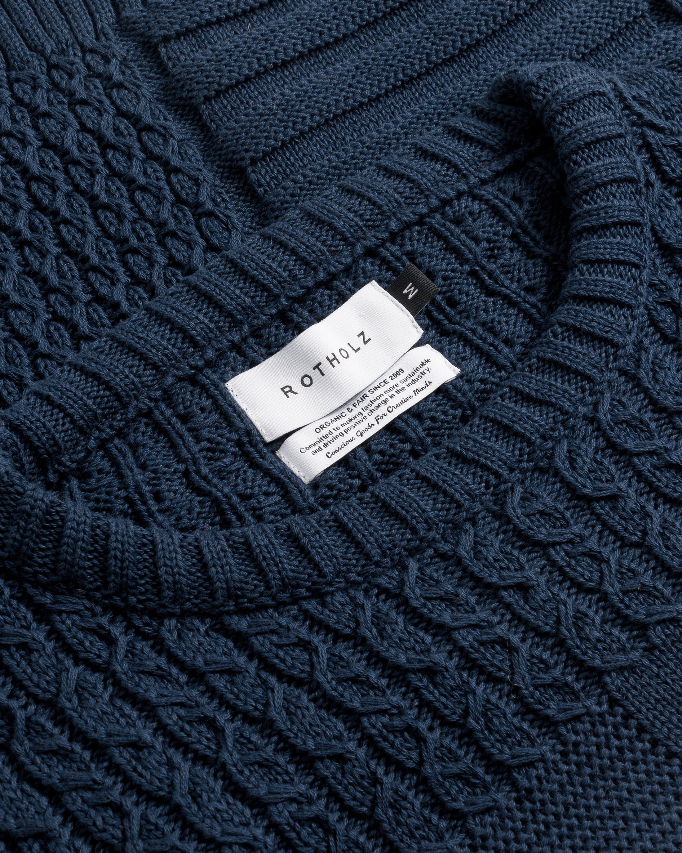 Patchwork Knit Sweatshirt Organic Cotton - Dark Blue