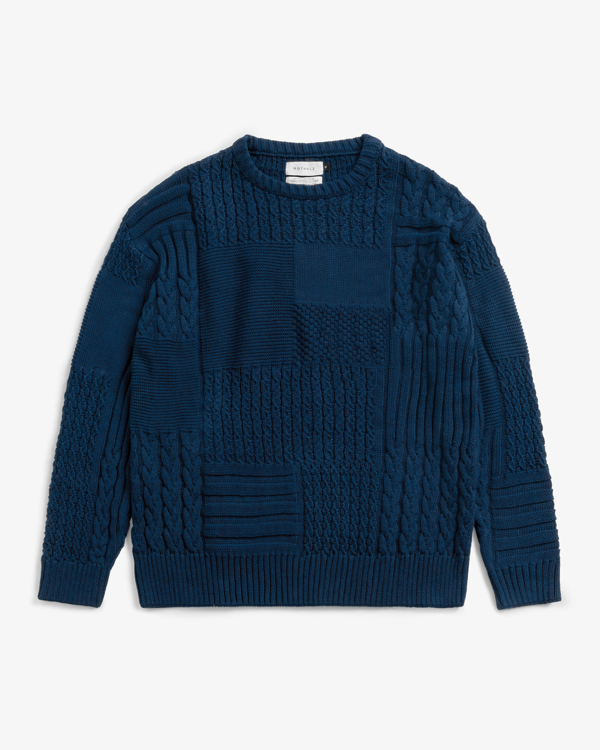 Patchwork Knit Sweatshirt Organic Cotton - Dark Blue