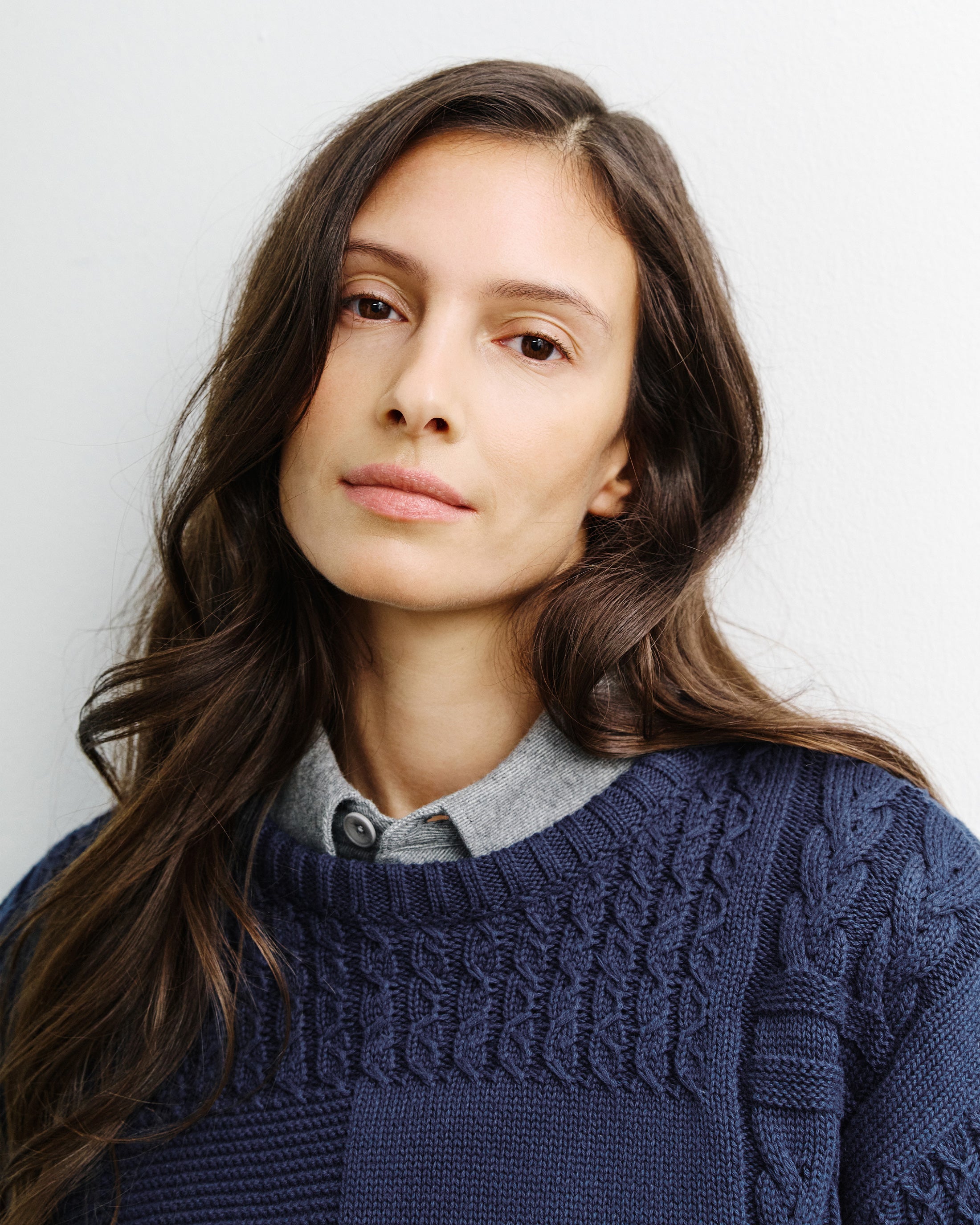 Patchwork Knit Sweatshirt Organic Cotton - Dark Blue