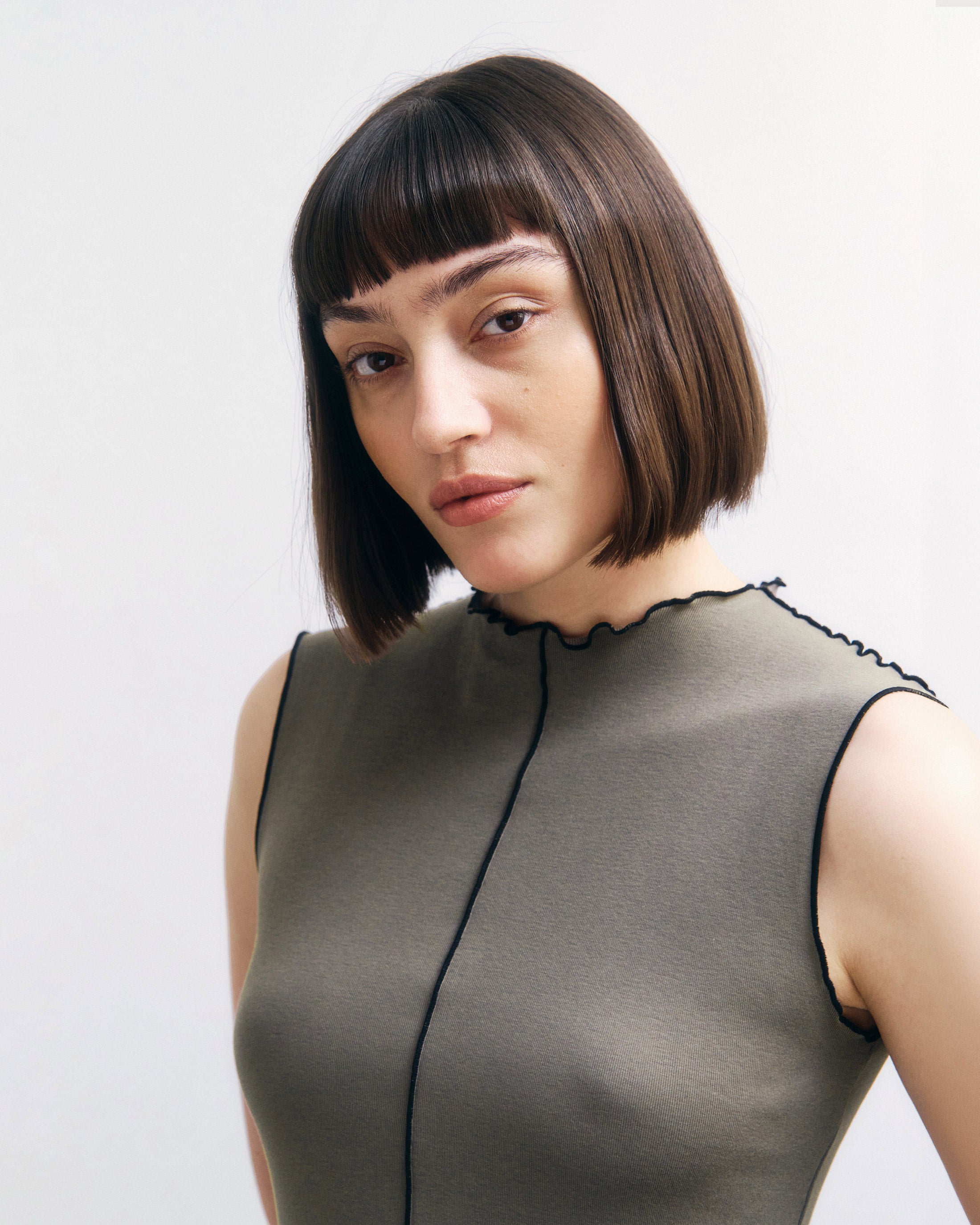 Pin-Tucked Dress Organic Cotton - Fawn Gray SS26