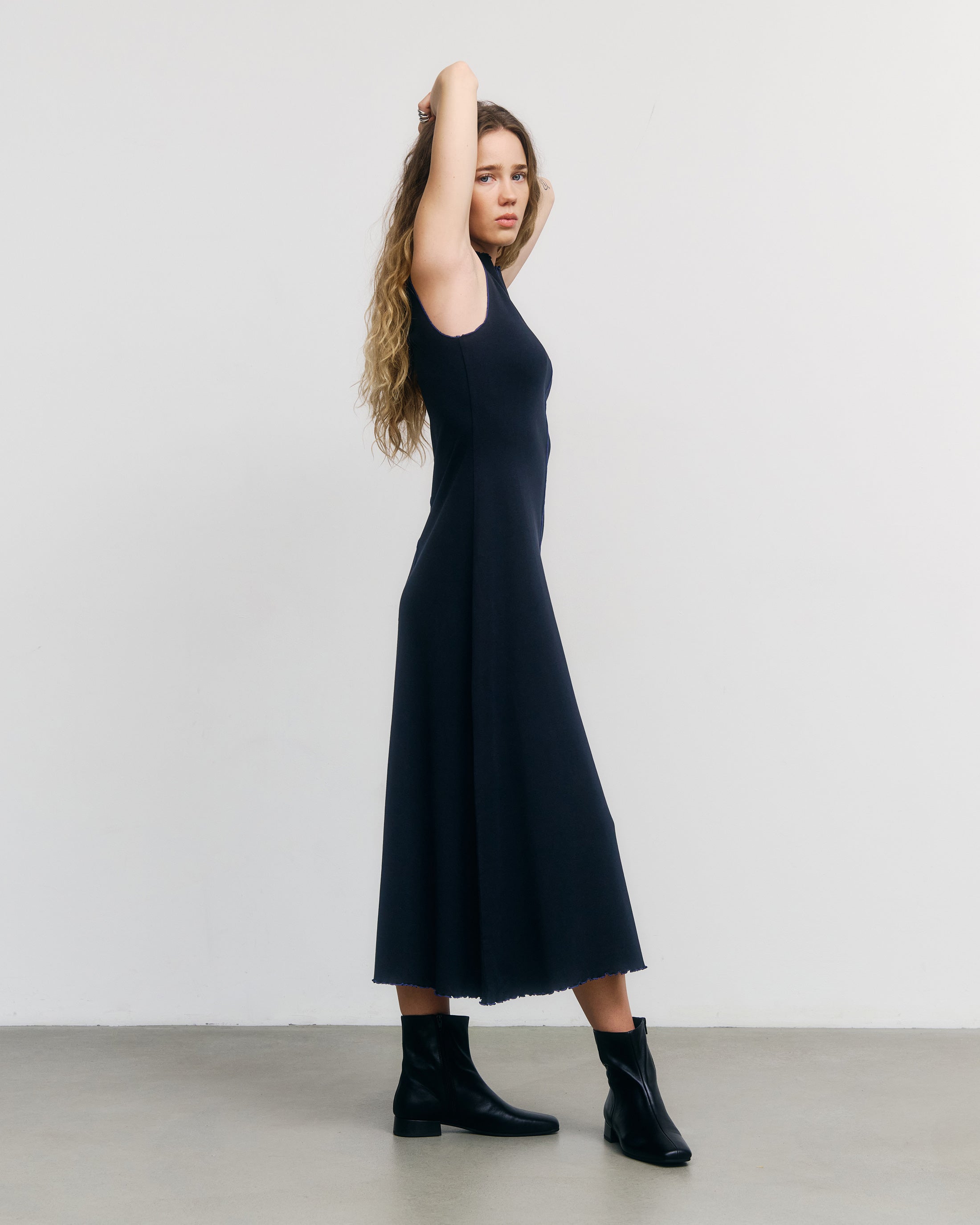 Pin-Tucked Organic Cotton Dress - Black