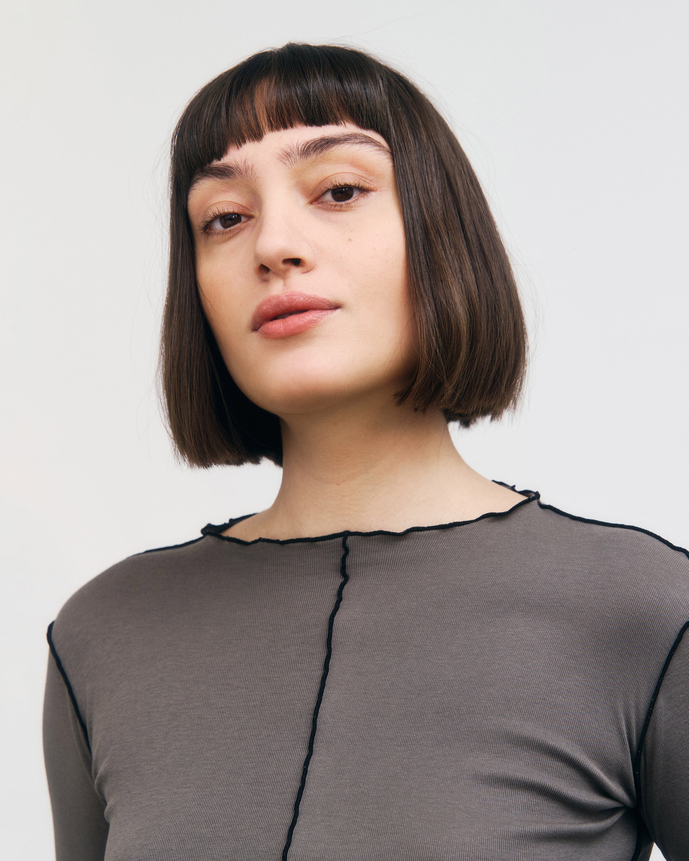 Pin-Tucked Longsleeve Organic Cotton - Fawn Gray