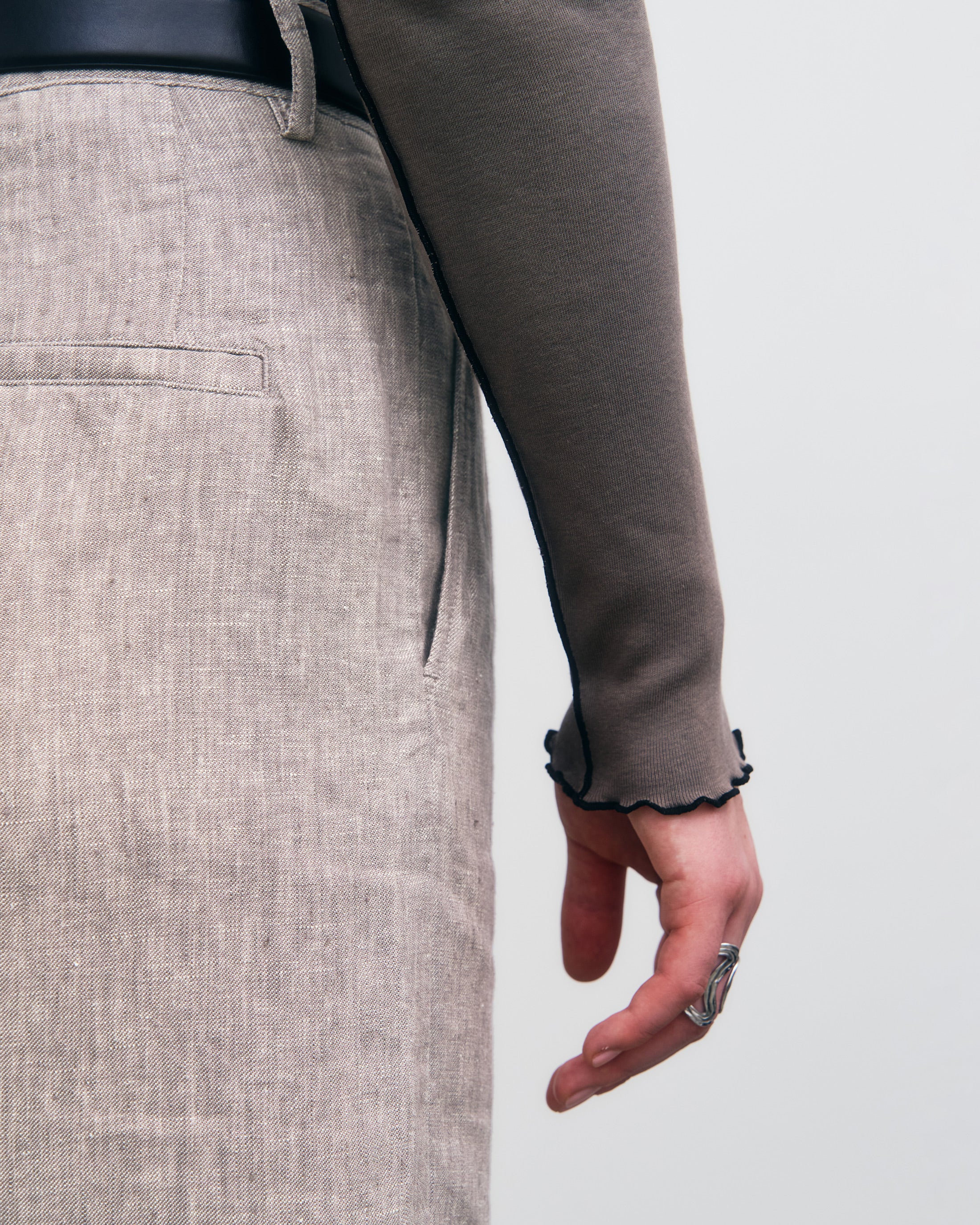 Pin-Tucked Longsleeve Organic Cotton - Fawn Gray