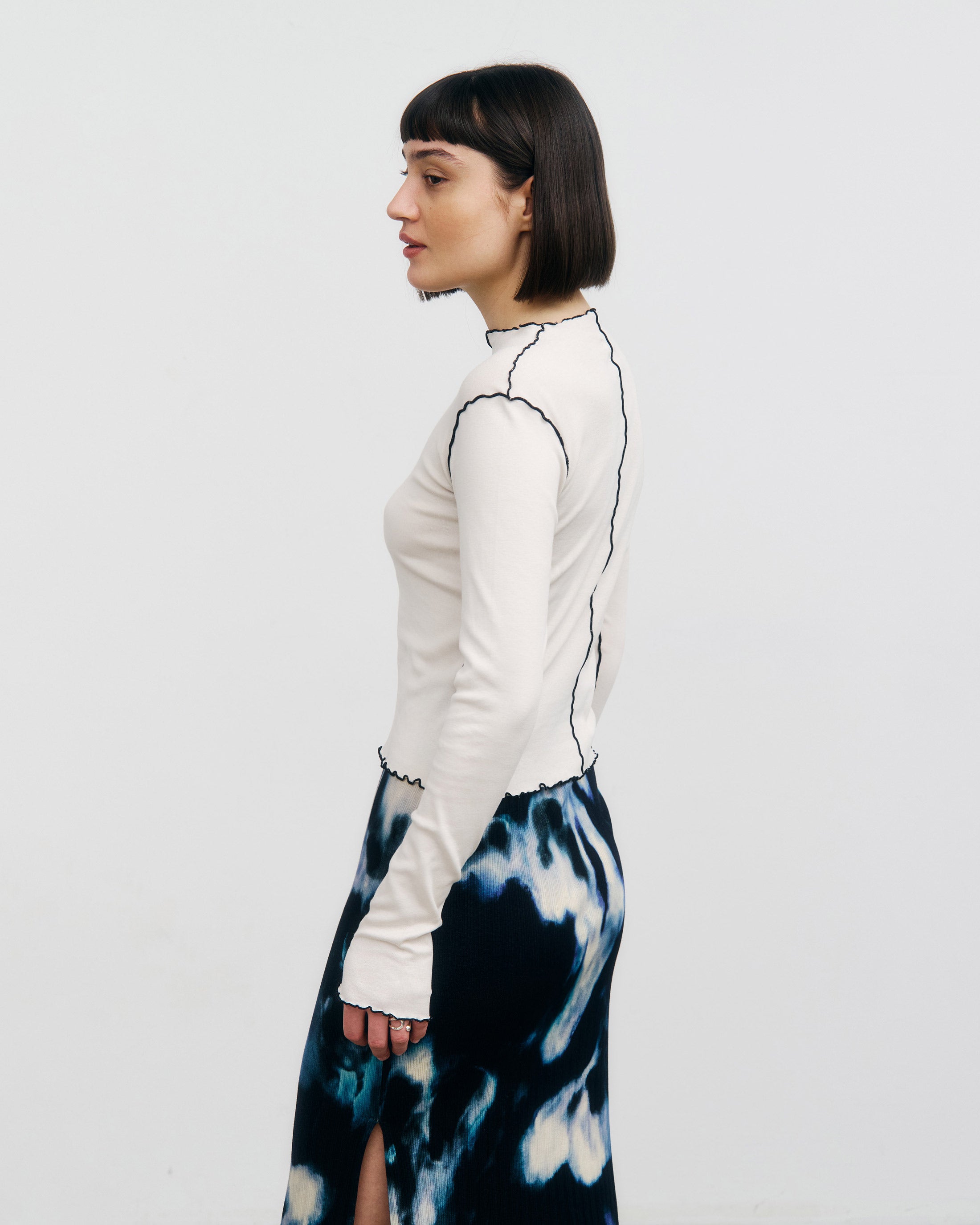 Pin-Tucked Longsleeve Bio Baumwolle - Weiß