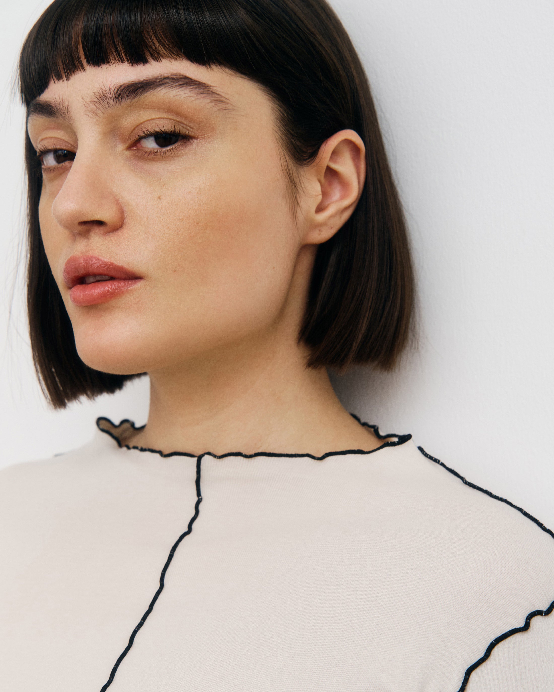 Pin-Tucked Longsleeve Bio Baumwolle - Weiß