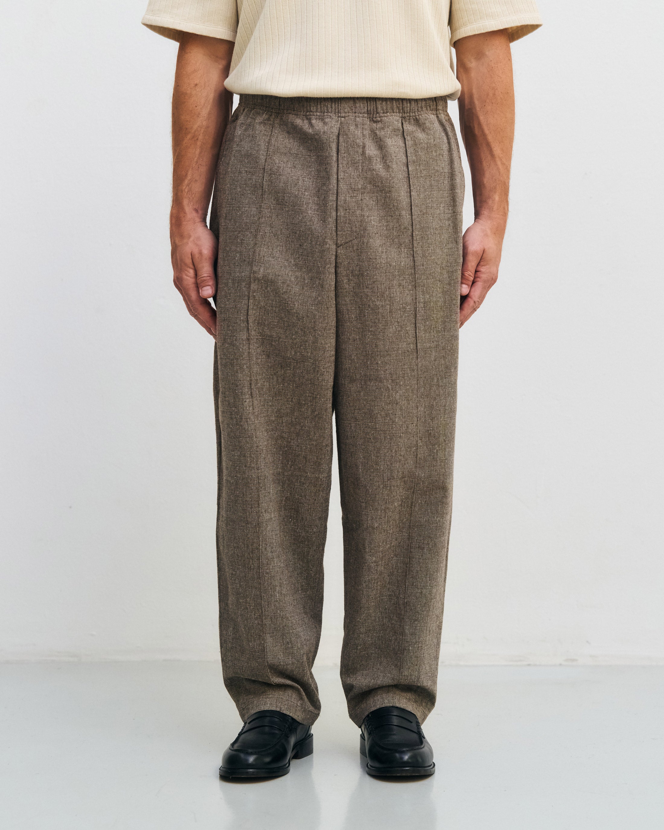 Wide pleated trousers organic cotton - canvas brown