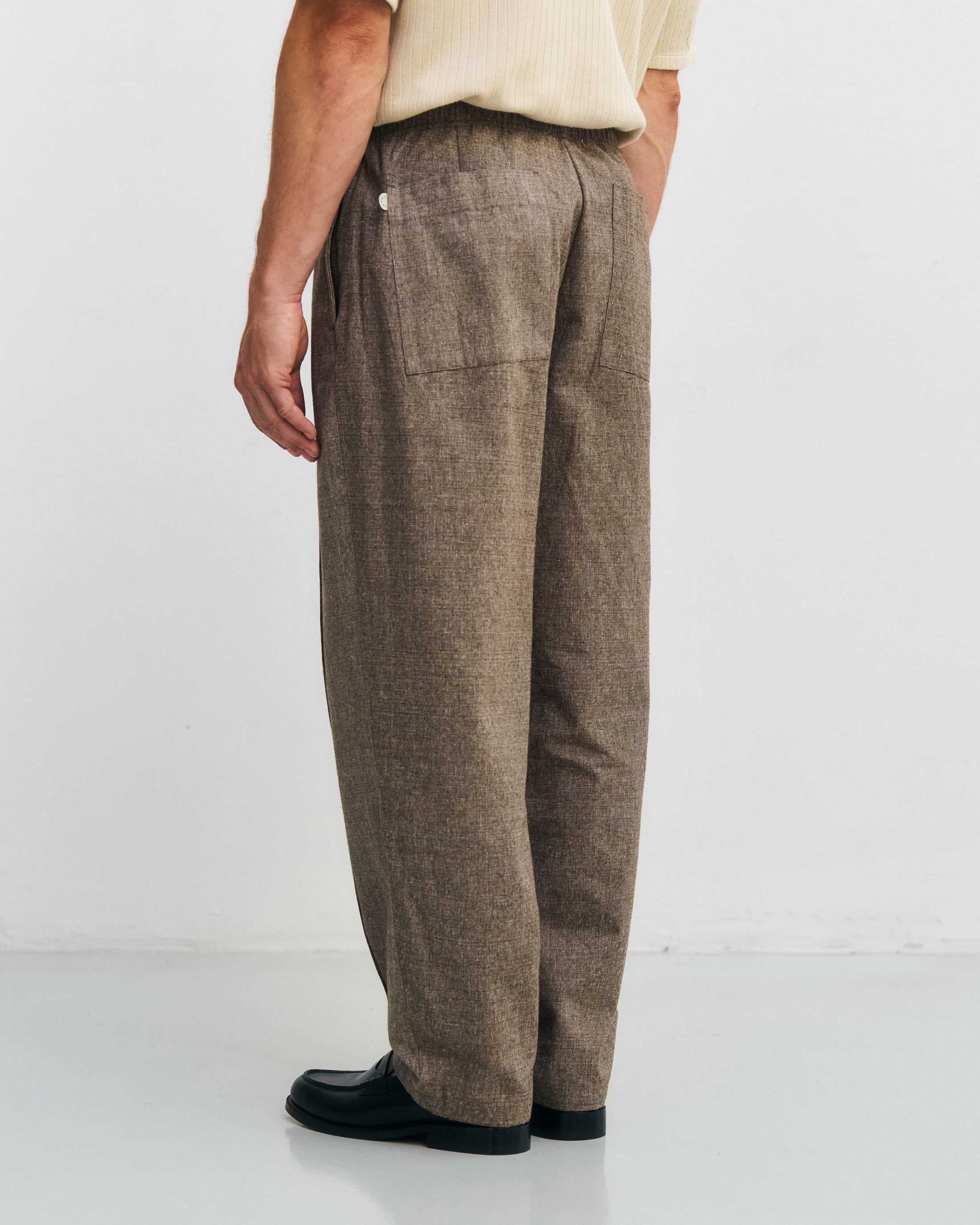 Wide pleated trousers organic cotton - canvas brown