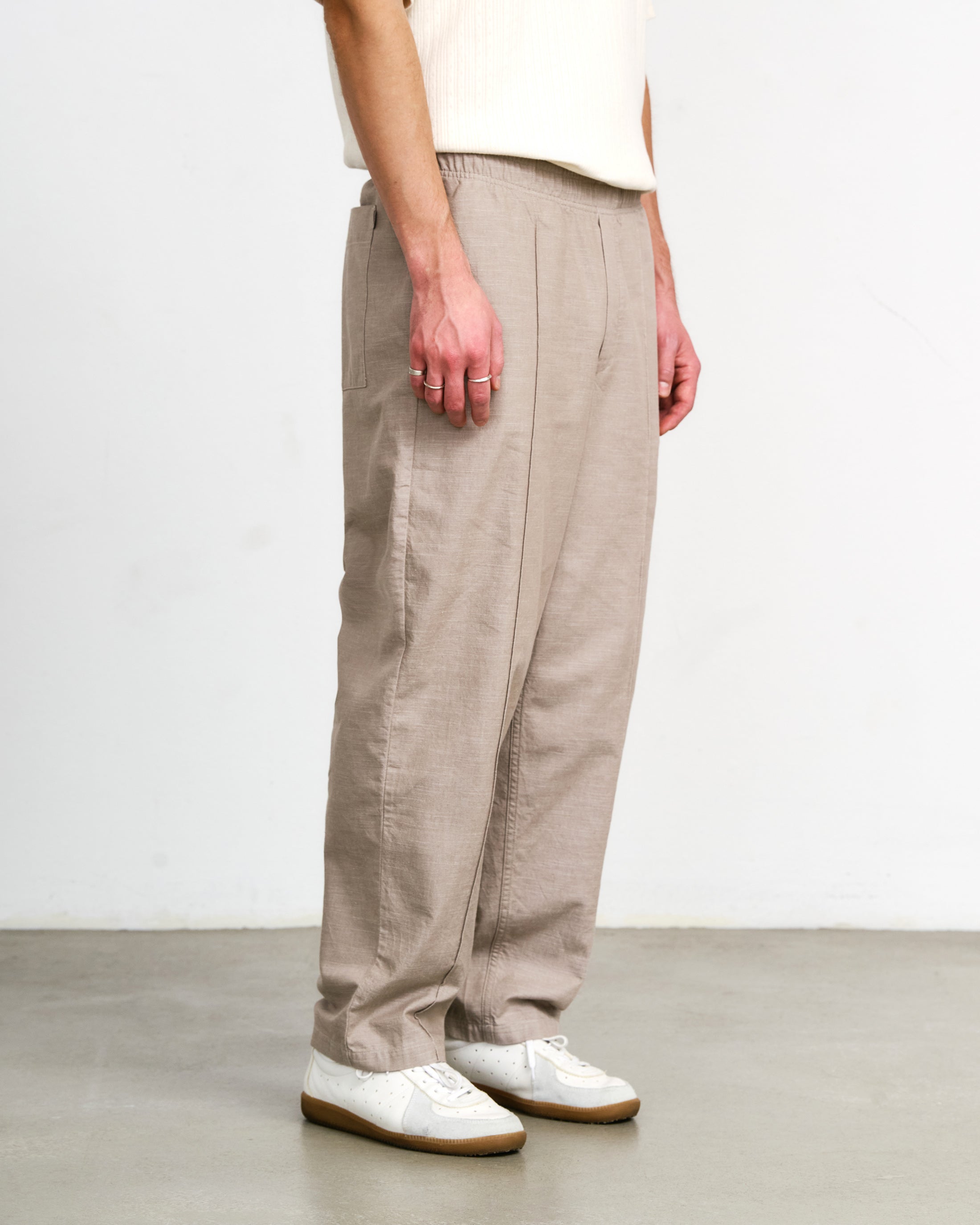 Wide Pleated Trousers Organic Cotton - Sand