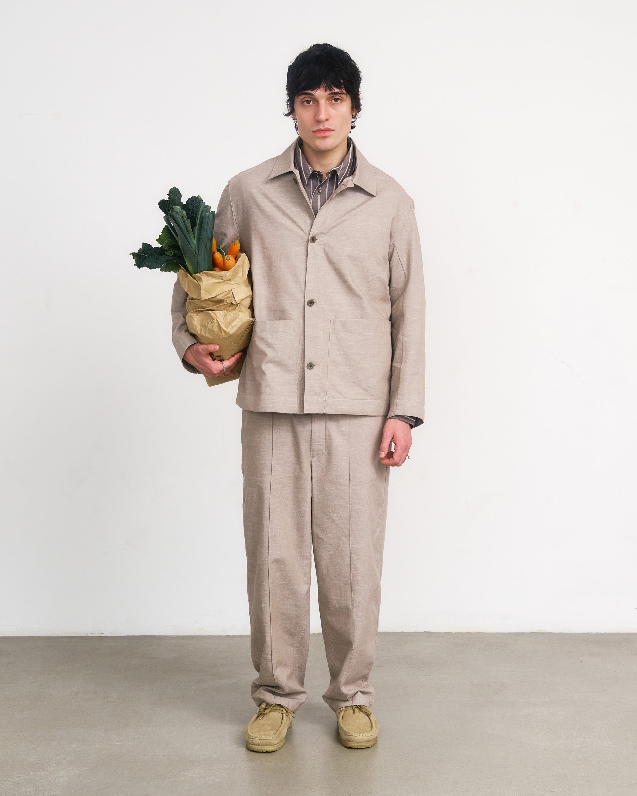Wide Pleated Trousers Organic Cotton - Sand