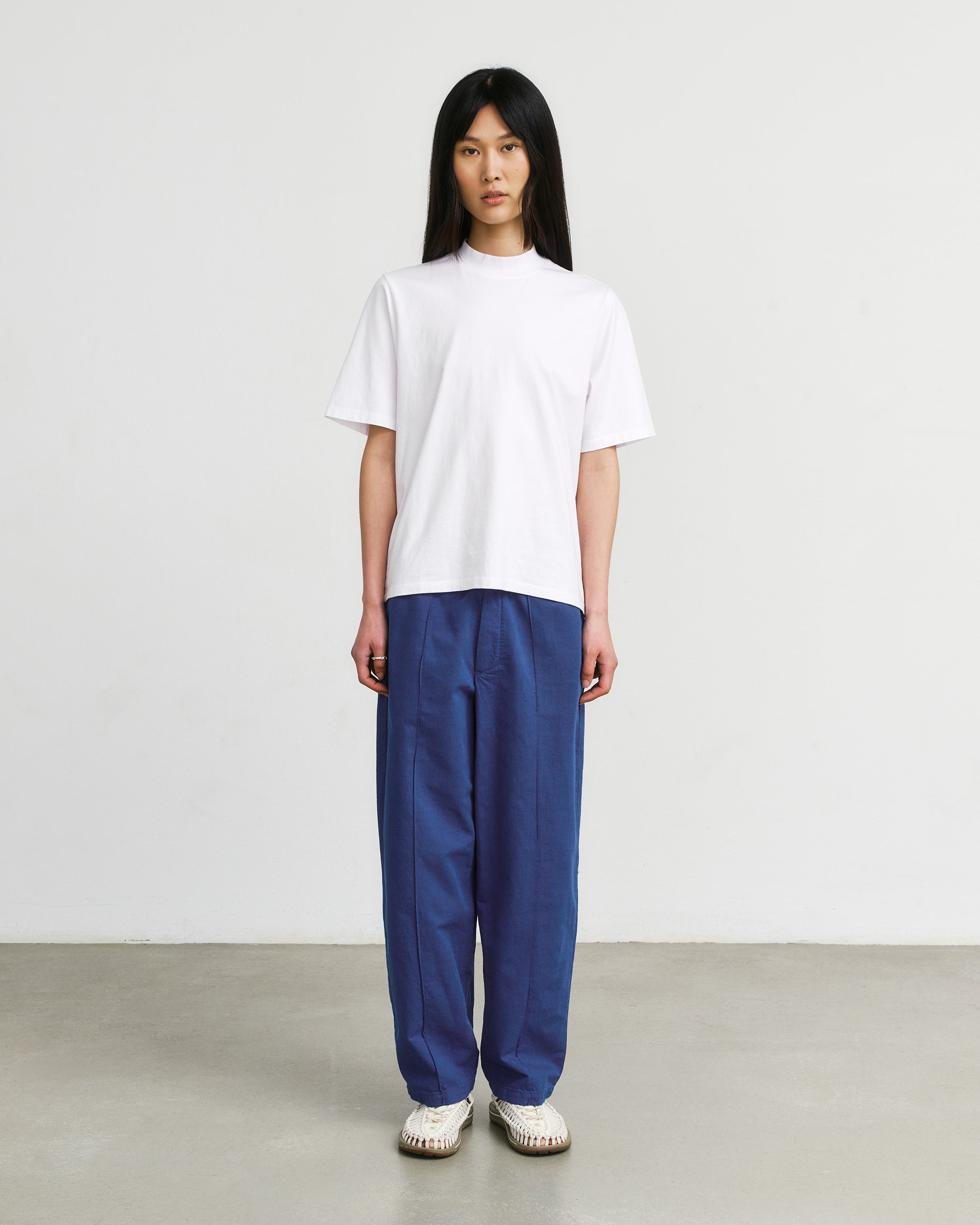 Weite Bundfaltenhose Bio Baumwolle - Blau