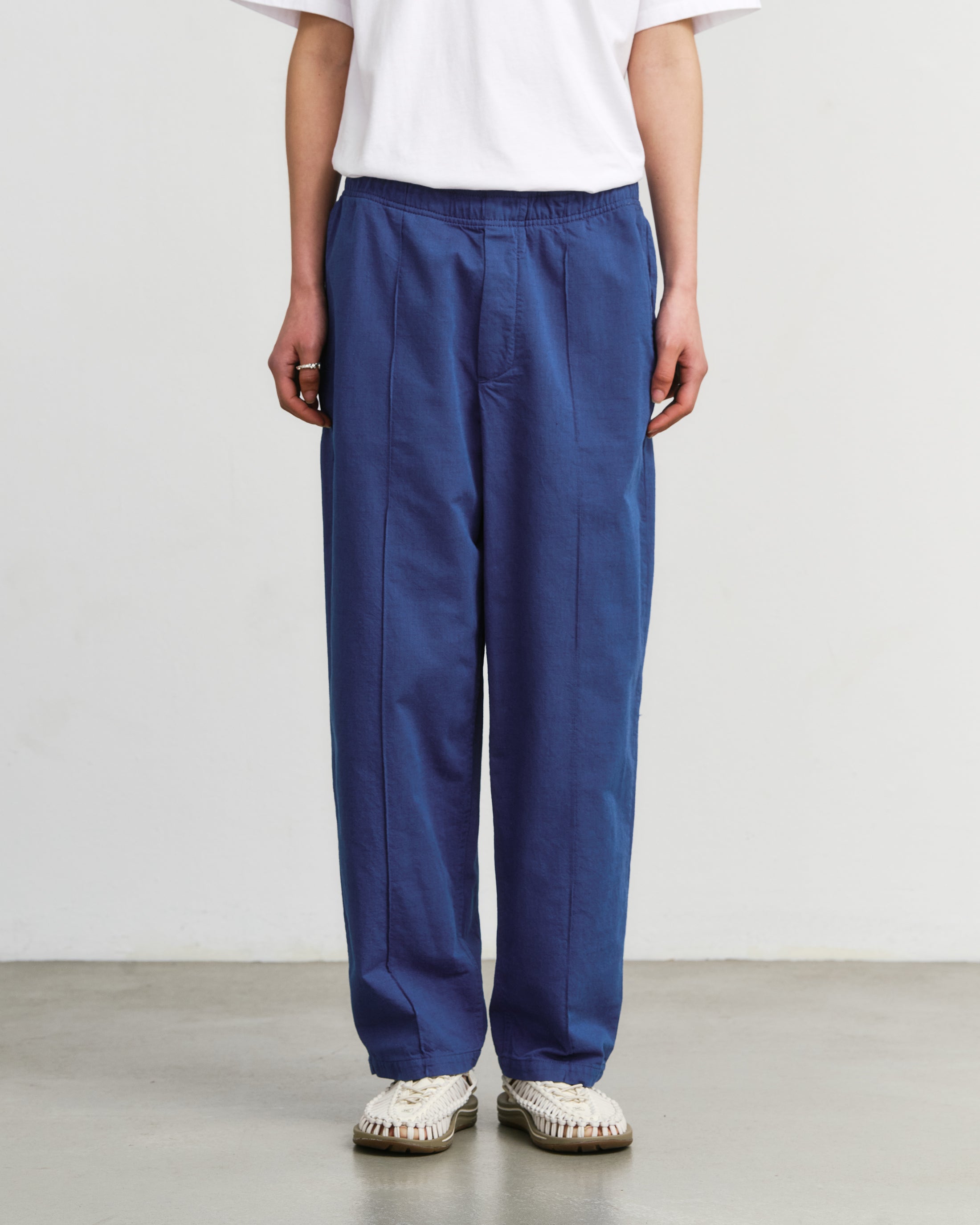 Weite Bundfaltenhose Bio Baumwolle - Blau