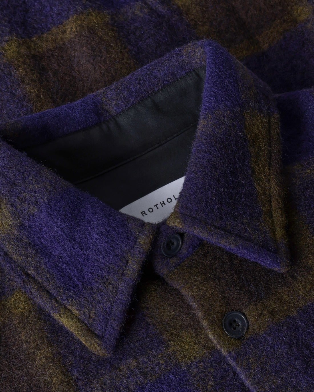 Heavyweight organic wool blend overshirt - Purple checkered