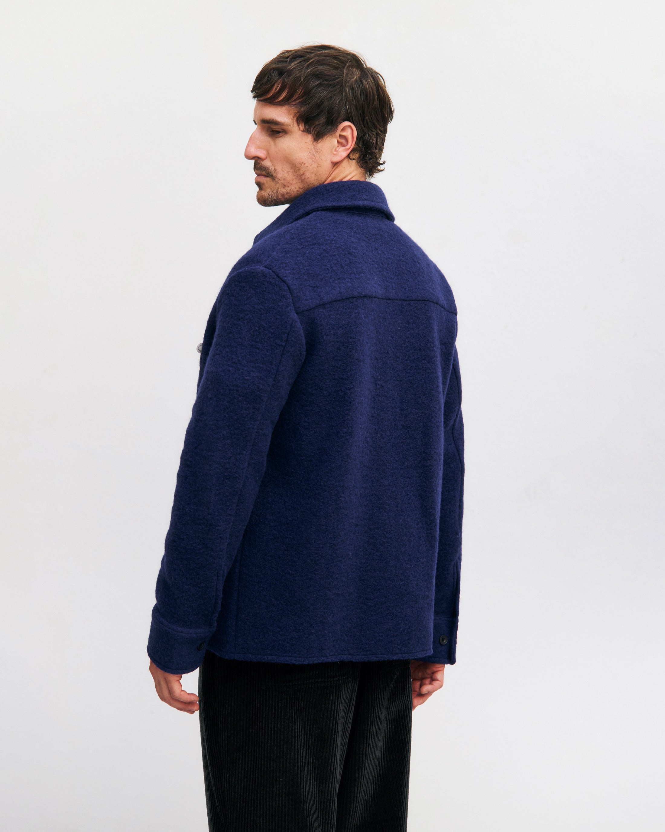 Heavyweight overshirt organic wool blend - Royal Blue