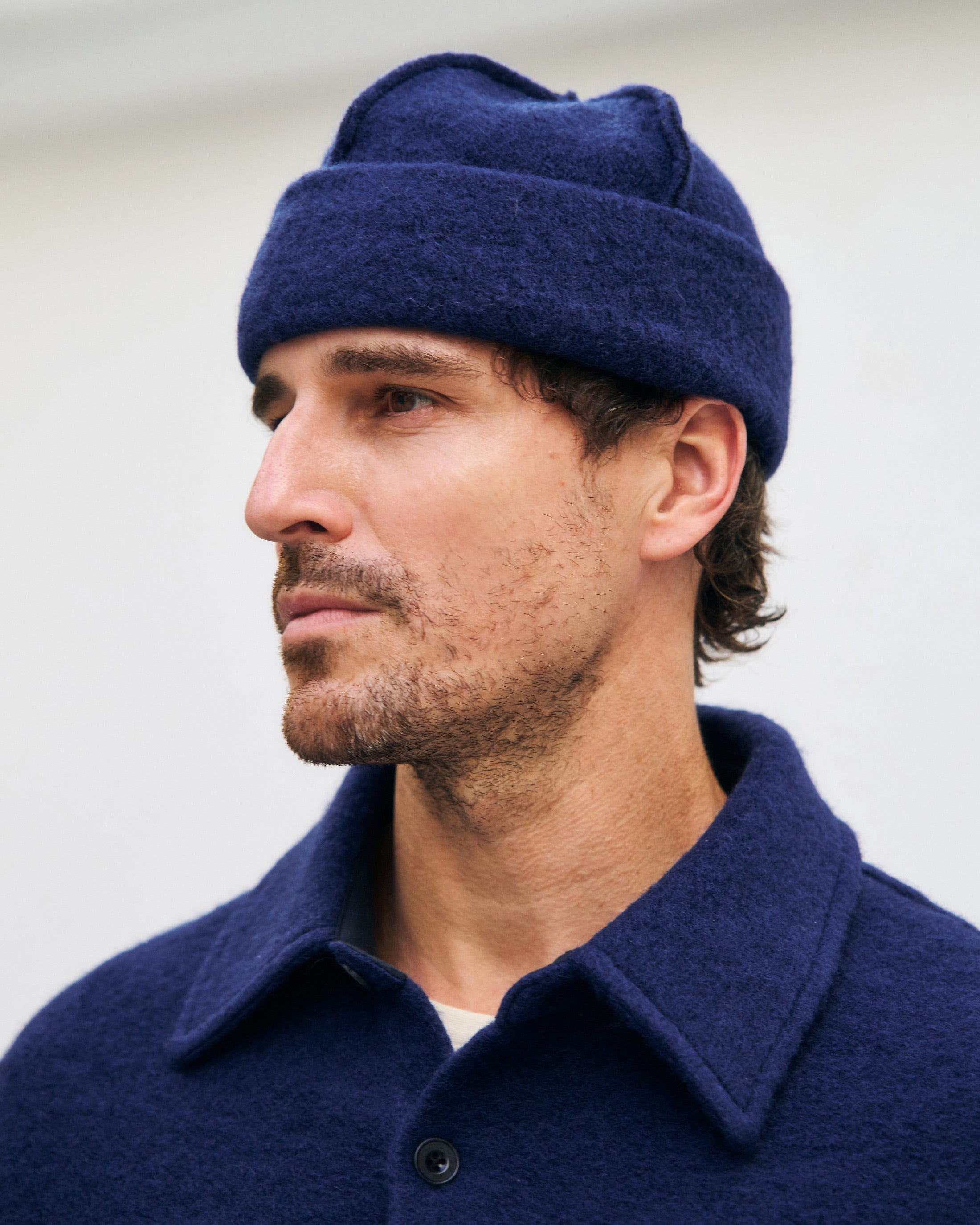 Heavyweight overshirt organic wool blend - Royal Blue