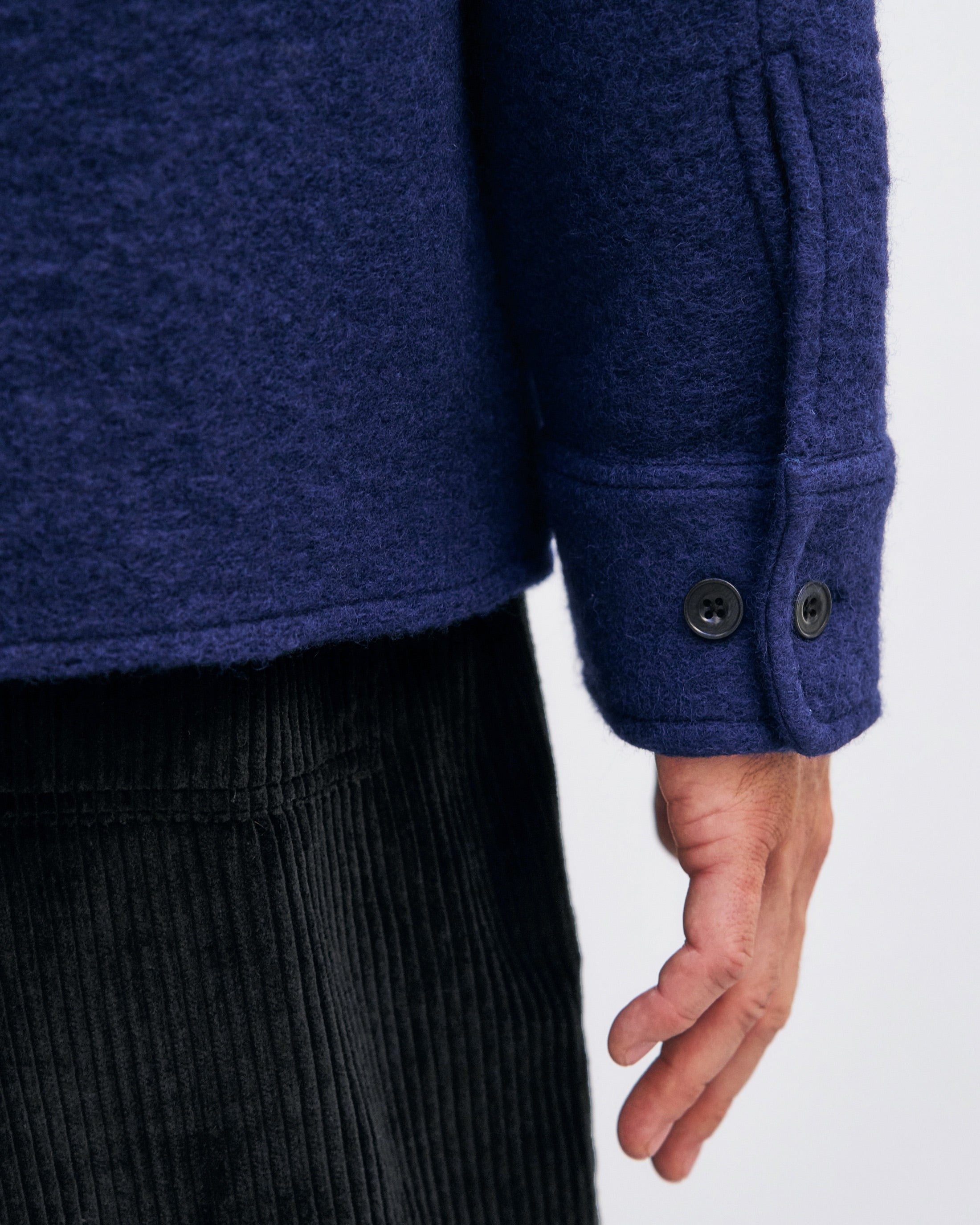Heavyweight overshirt organic wool blend - Royal Blue