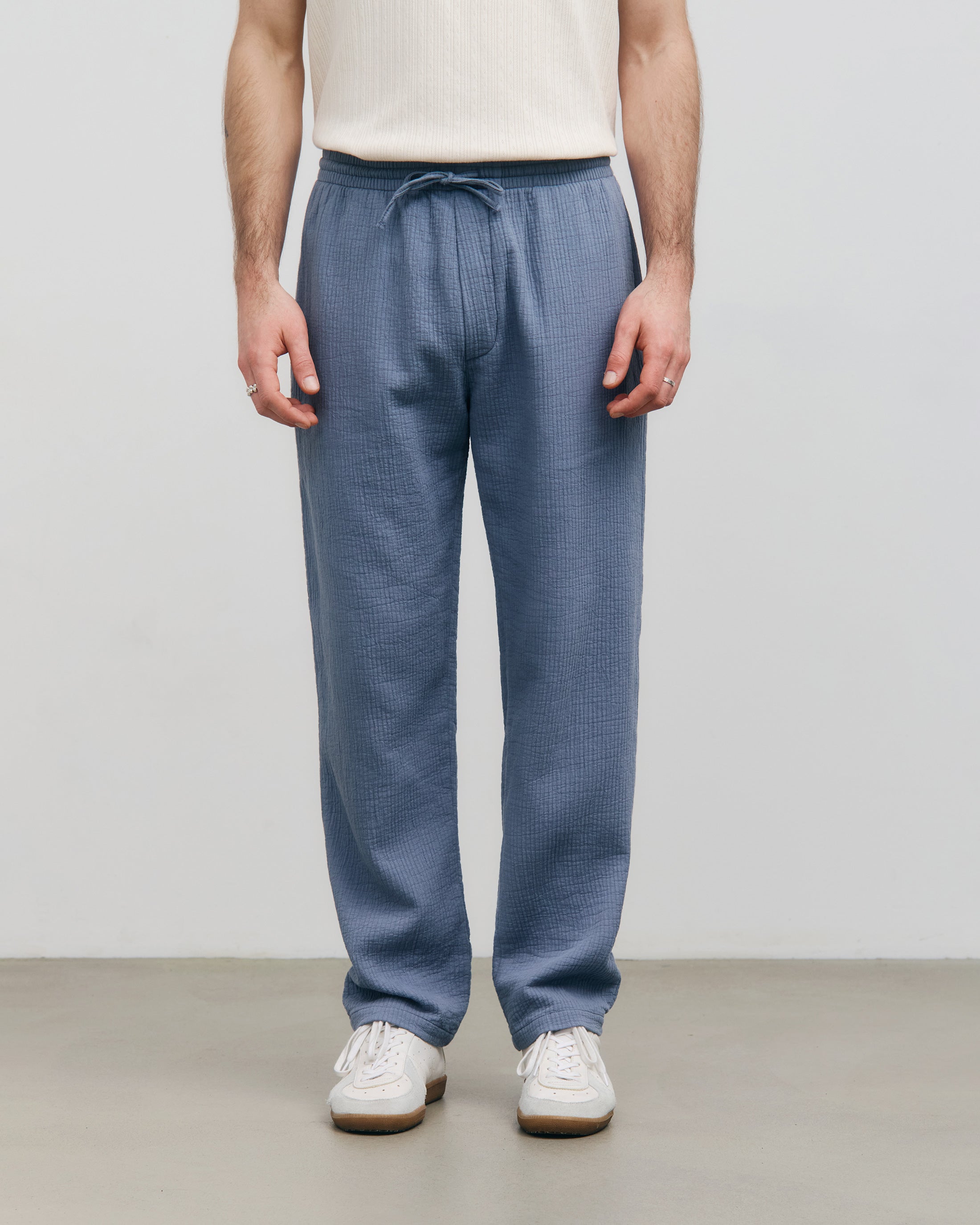 Pinstripe Trousers Organic Cotton - Light Blue
