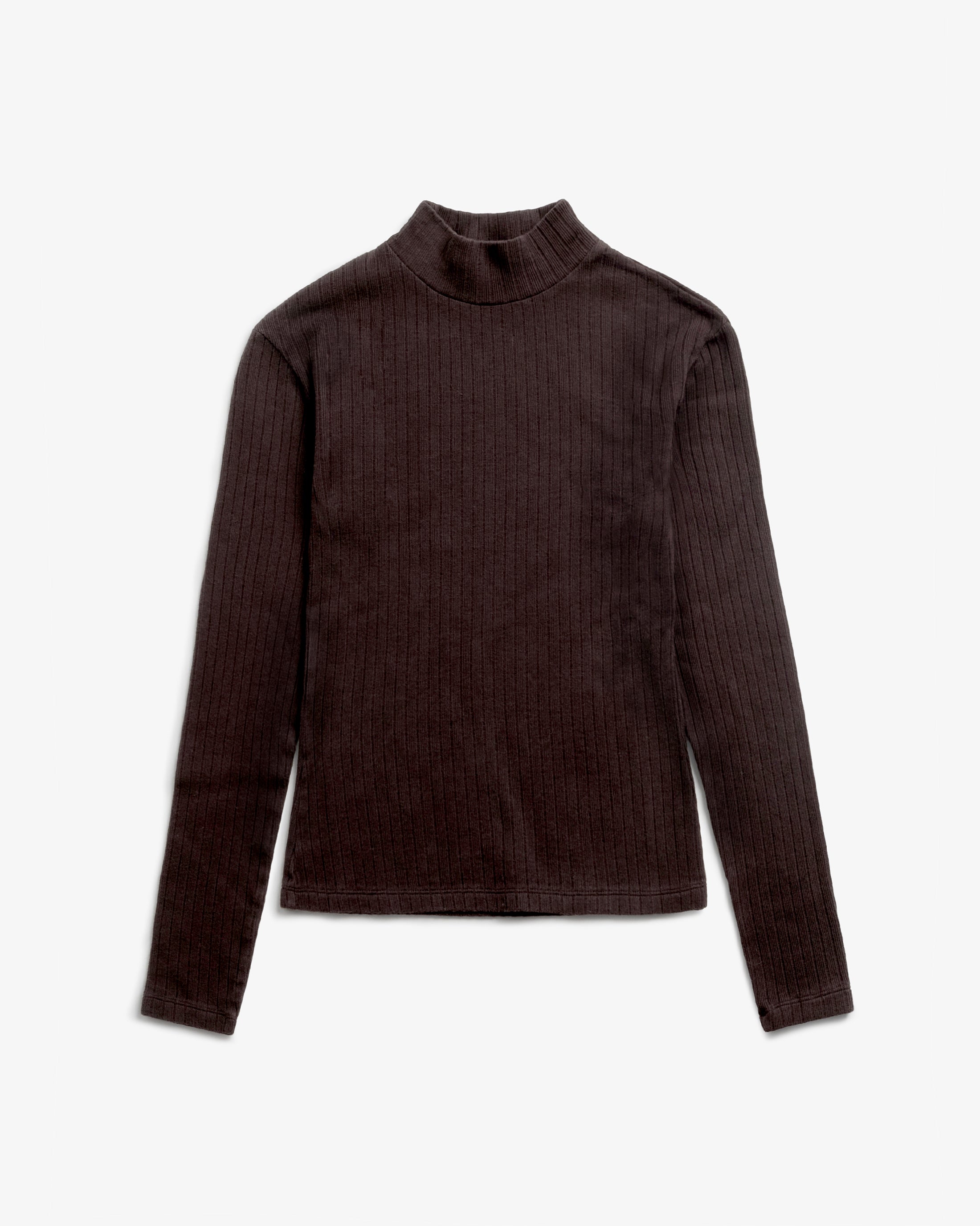 Mock Neck Long Sleeve Organic Cotton - Brown