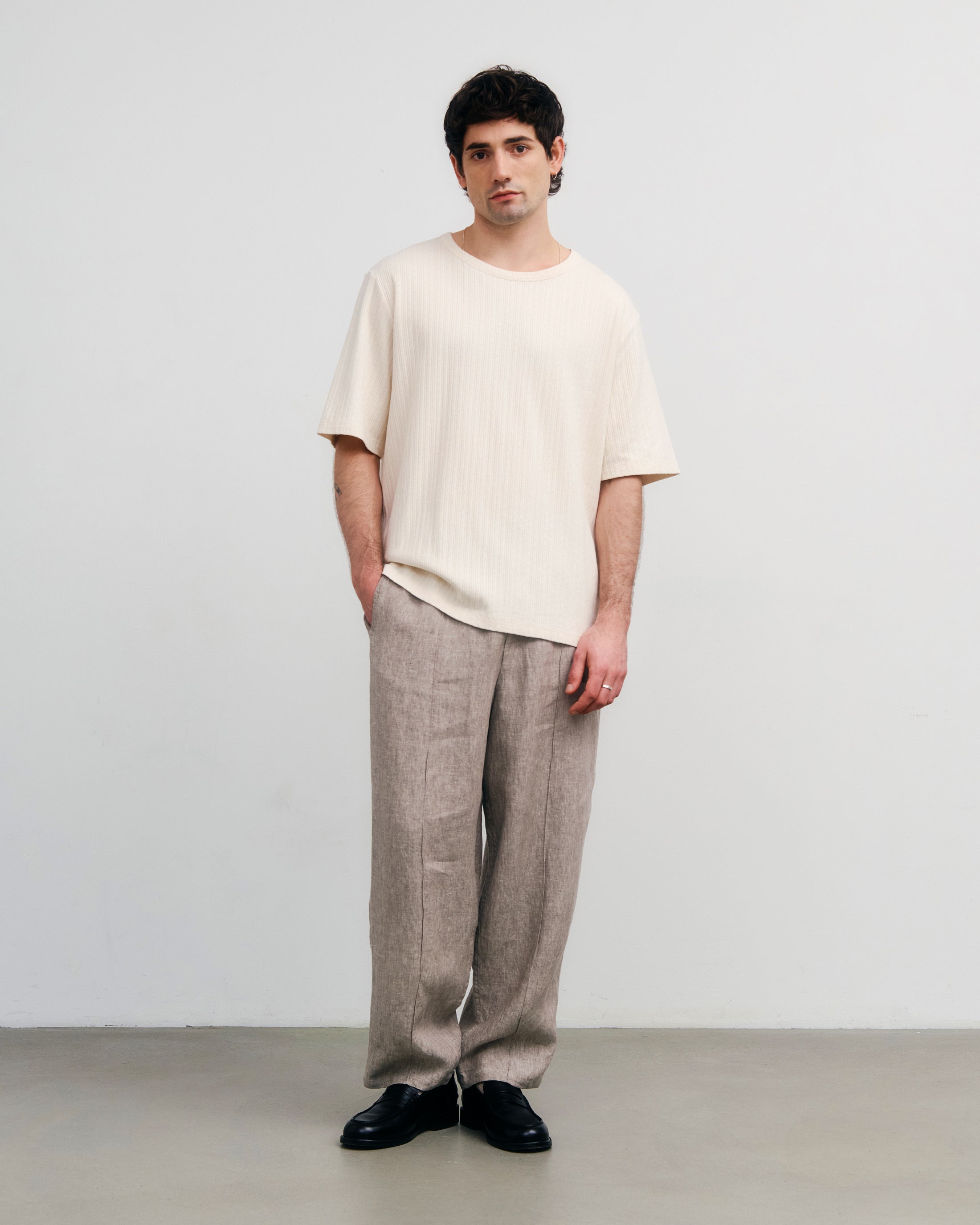 Ribbed Organic Cotton T-Shirt - Cream