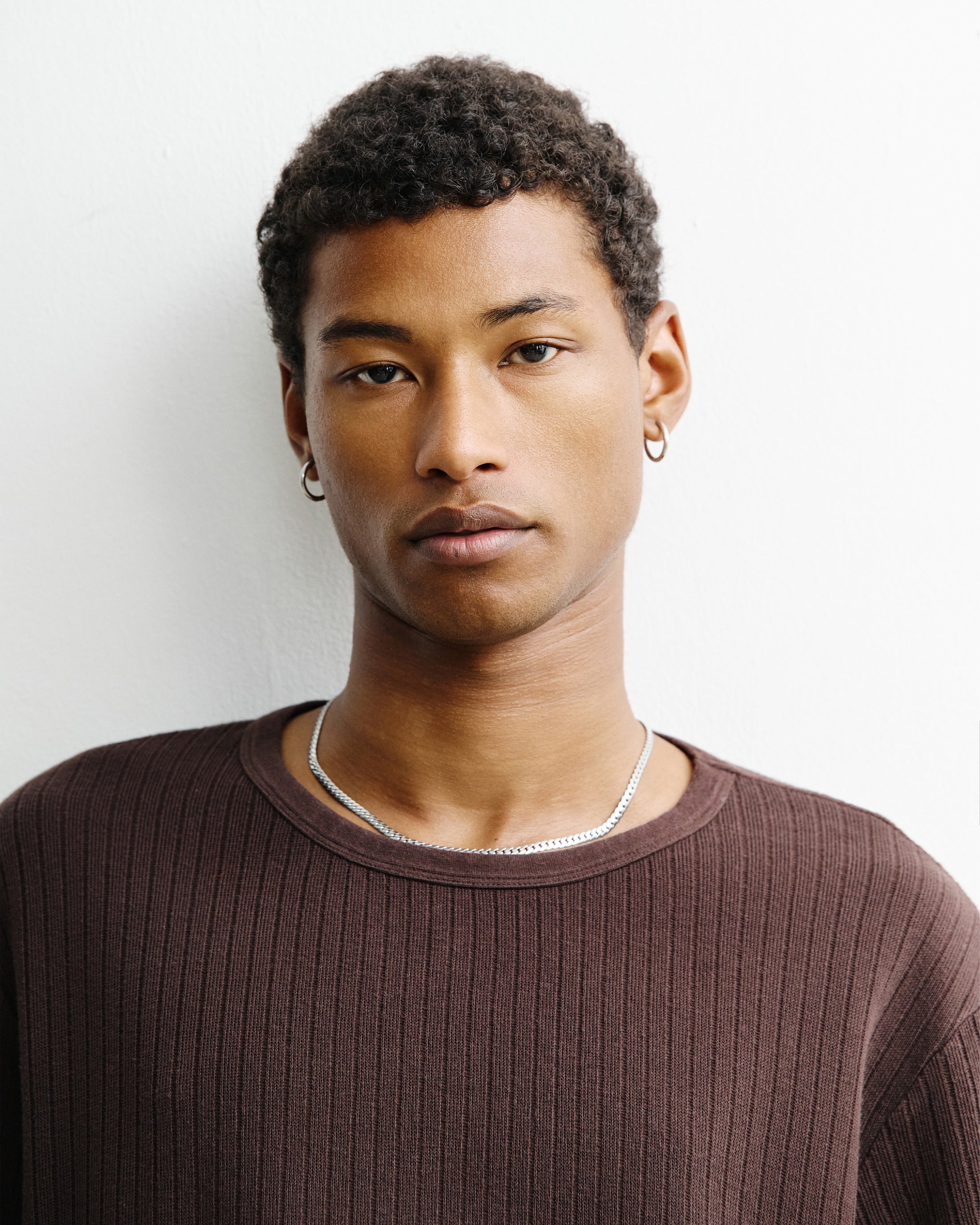 Ribbed T-Shirt Organic Cotton - Brown