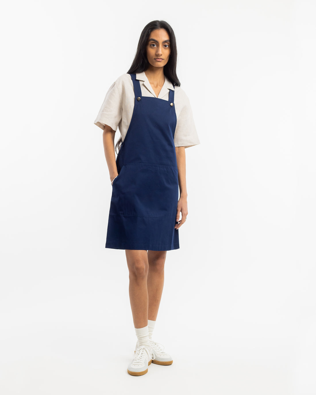 Pinafore dress made of organic canvas - Blue