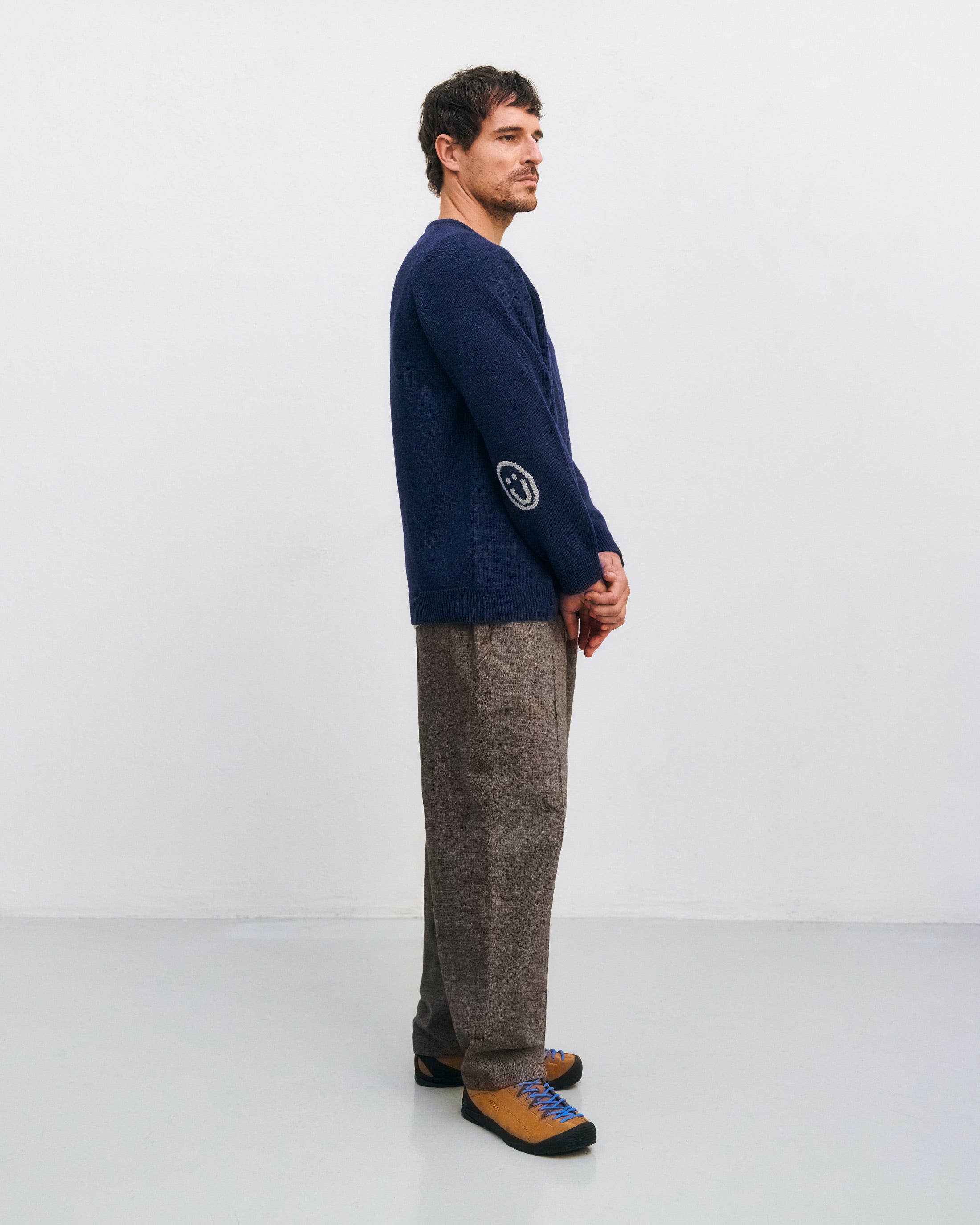 Smiling Knit Sweater Recycled Wool - Dark Blue