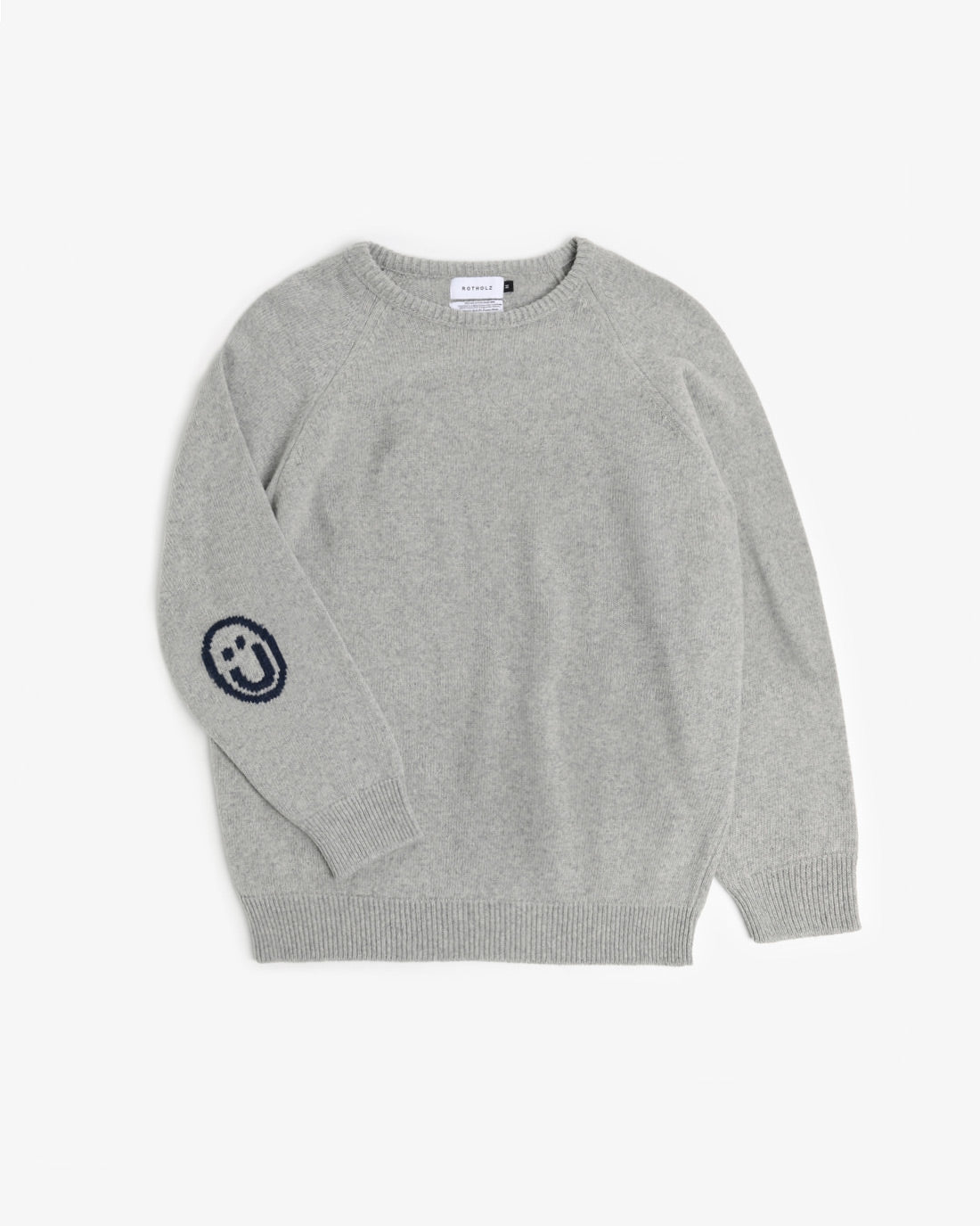Smiling Knit Sweater Recycled Wool - Light Grey