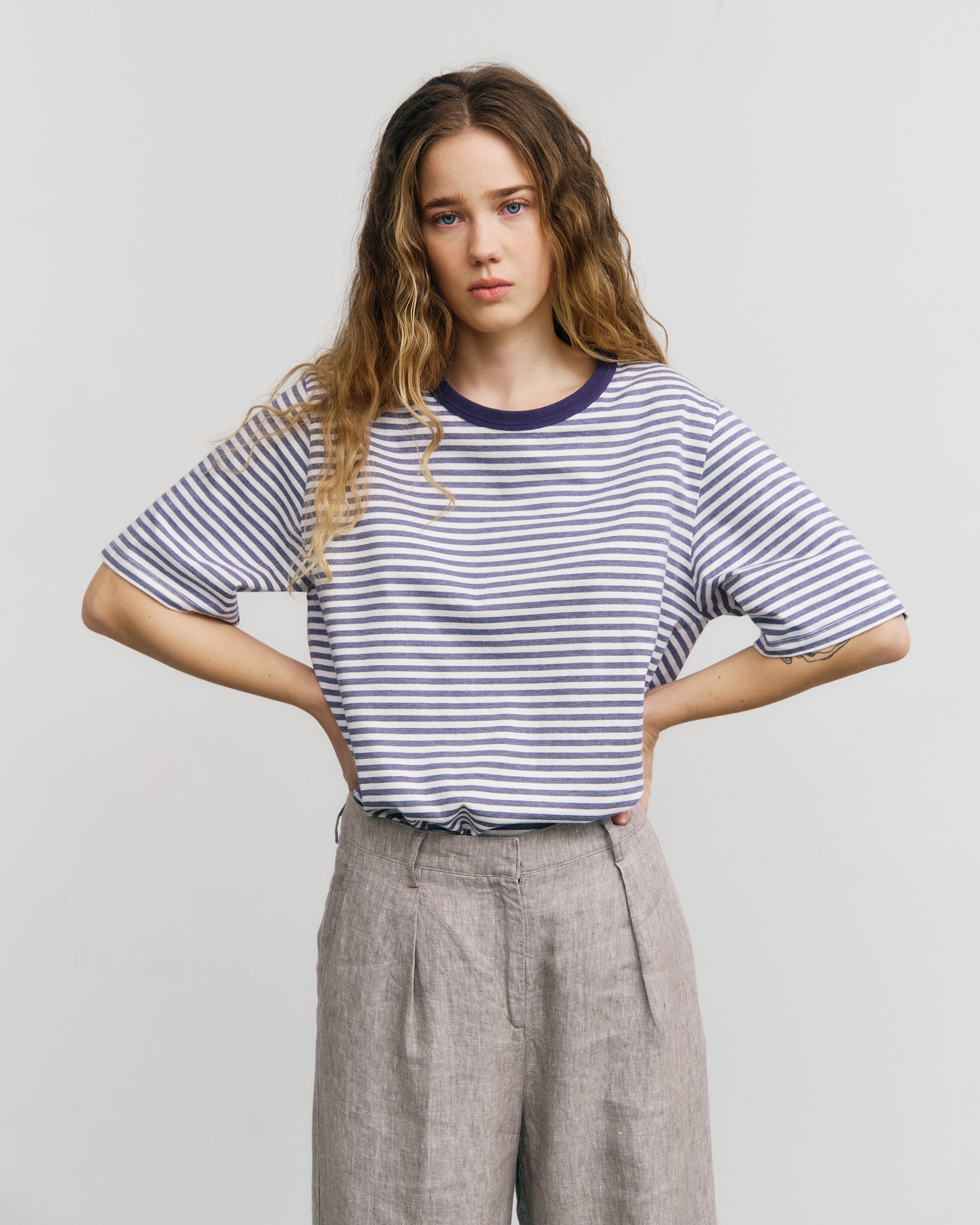 Gestreiftes T-Shirt Bio Baumwolle - Blau