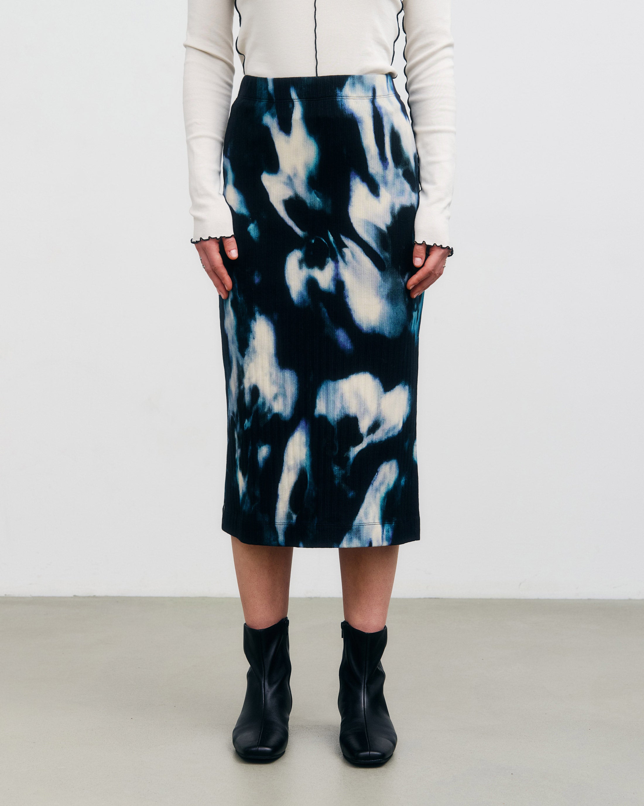 Gerippter Midi Rock Bio Baumwolle - Tie Dye