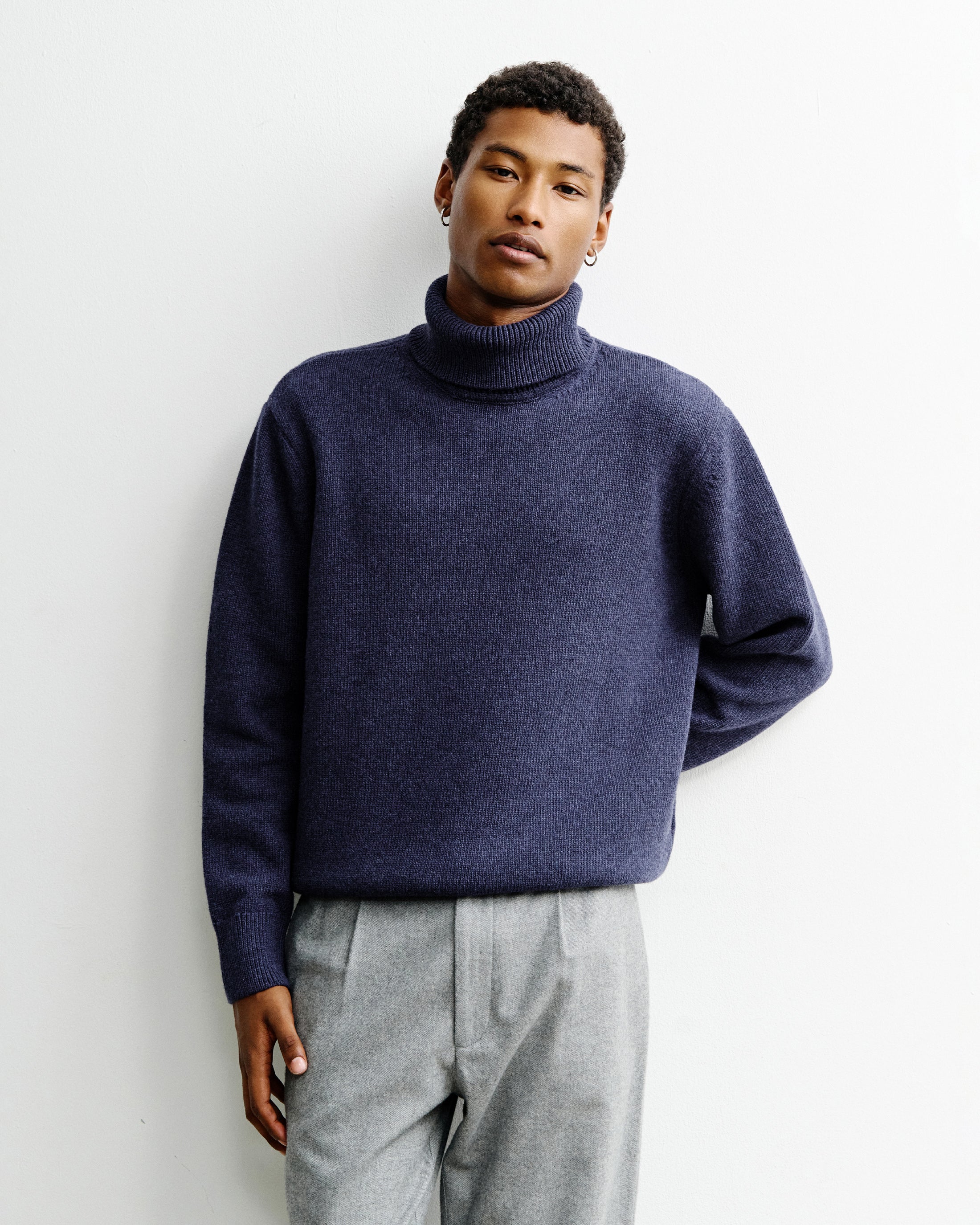 Turtleneck Knit Sweatshirt - Blue Melange FW26