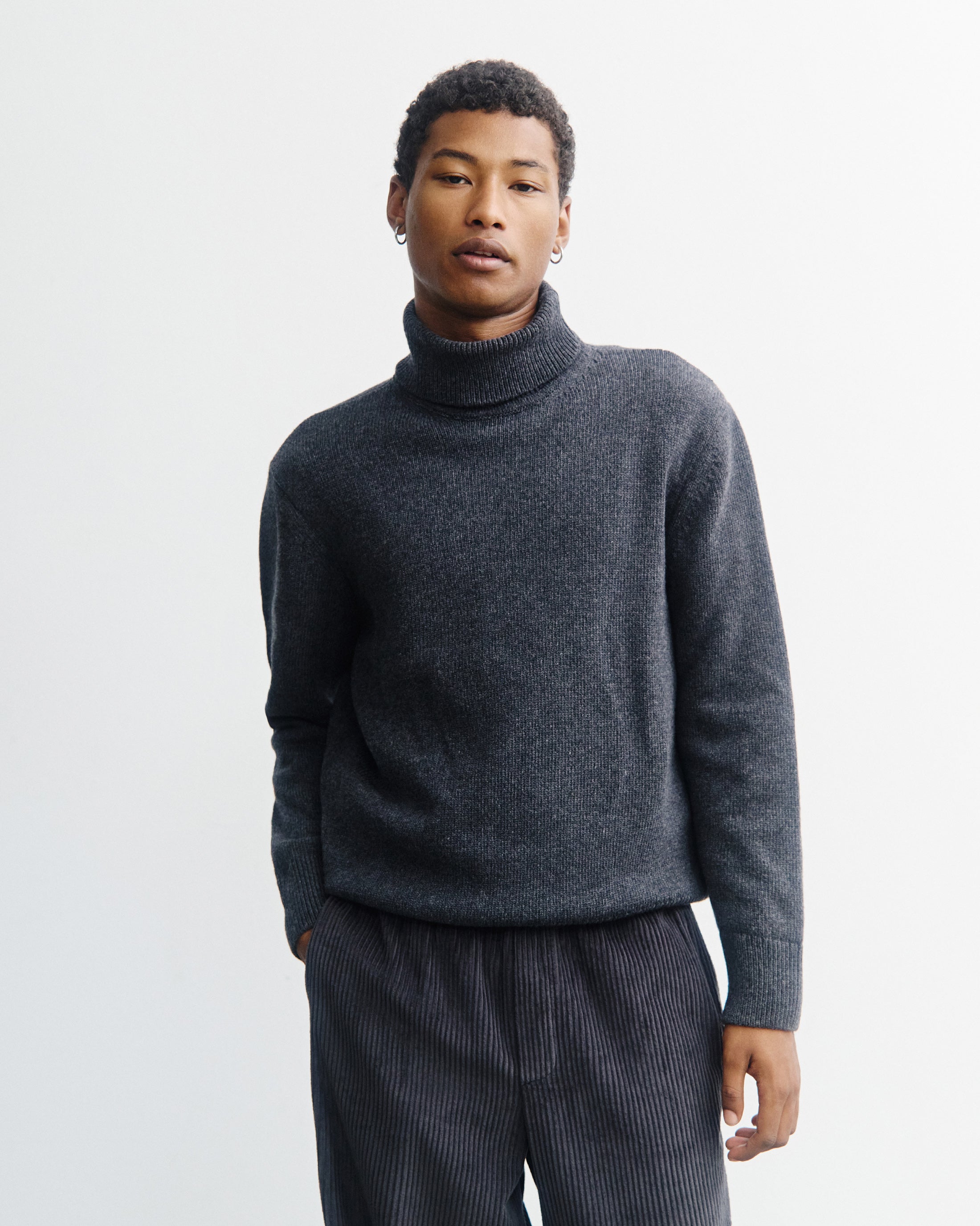 Turtleneck Knit Sweatshirt - Warm Anthracite FW26