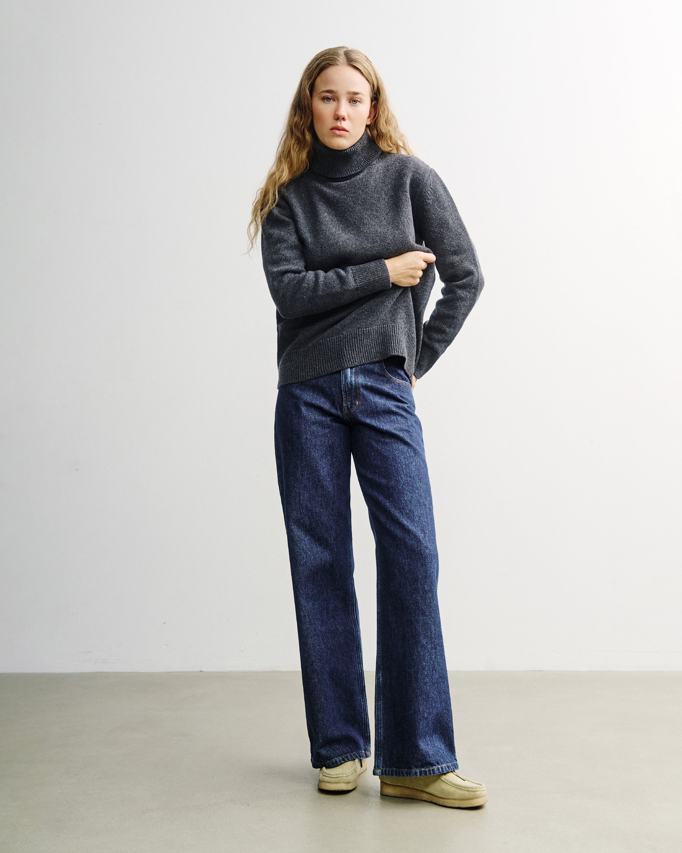 Turtleneck Knit Sweatshirt - Warm Anthracite FW26
