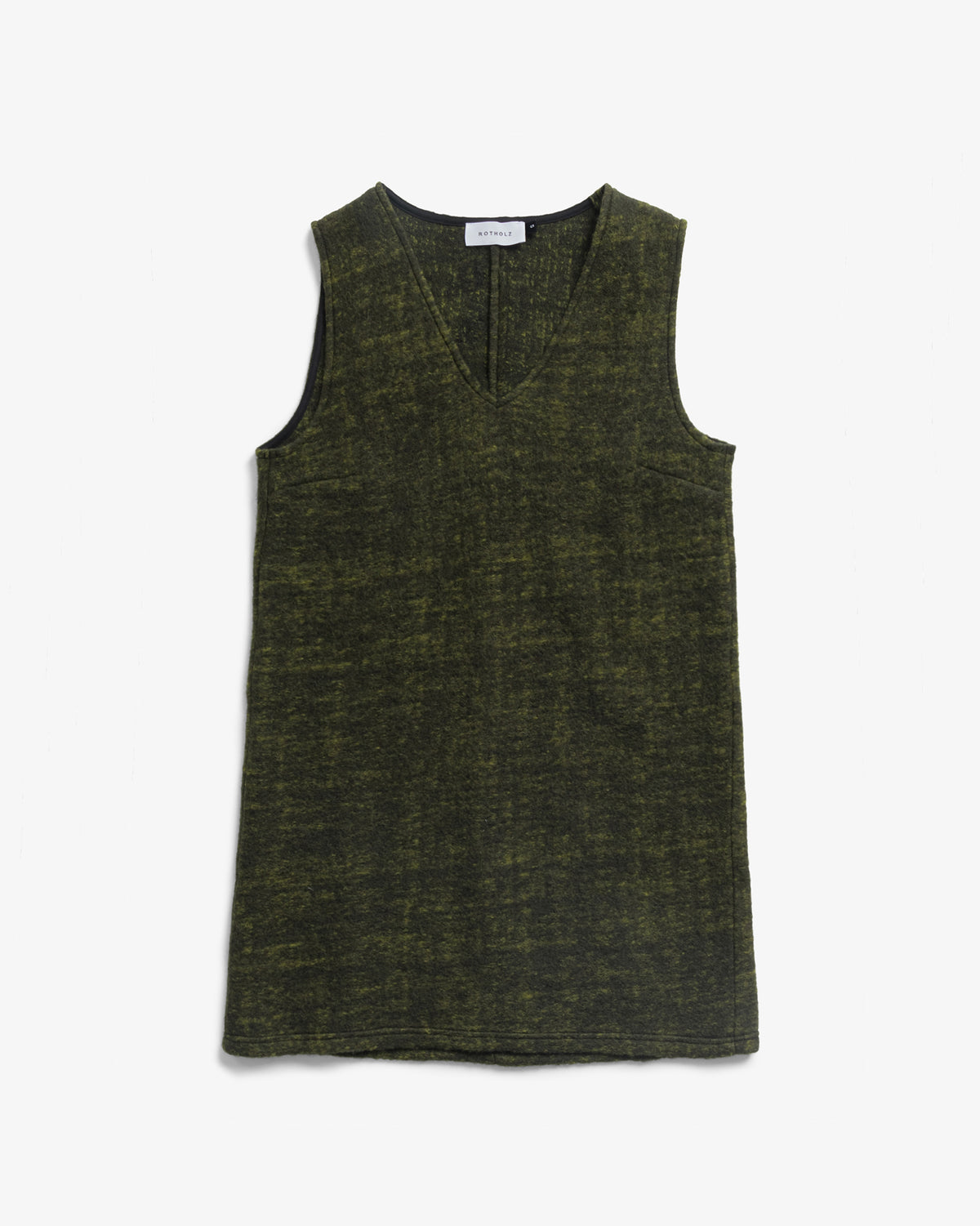 V-Neck Dress Wool Blend - Speckled Green