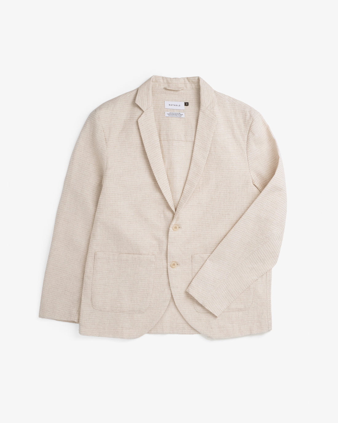 Casual waffle blazer organic cotton - Sand