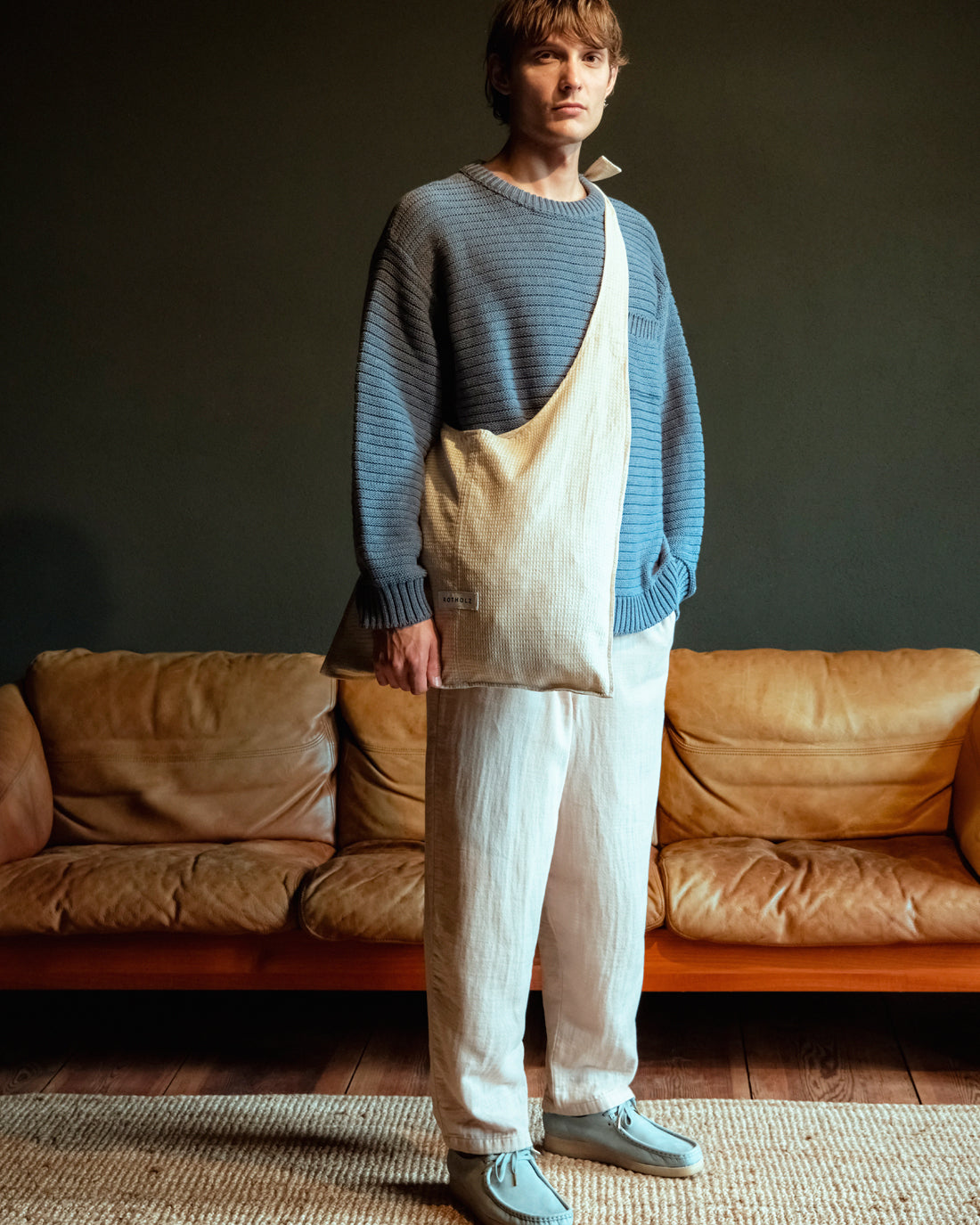 Ribbed knit sweater organic cotton - Blue