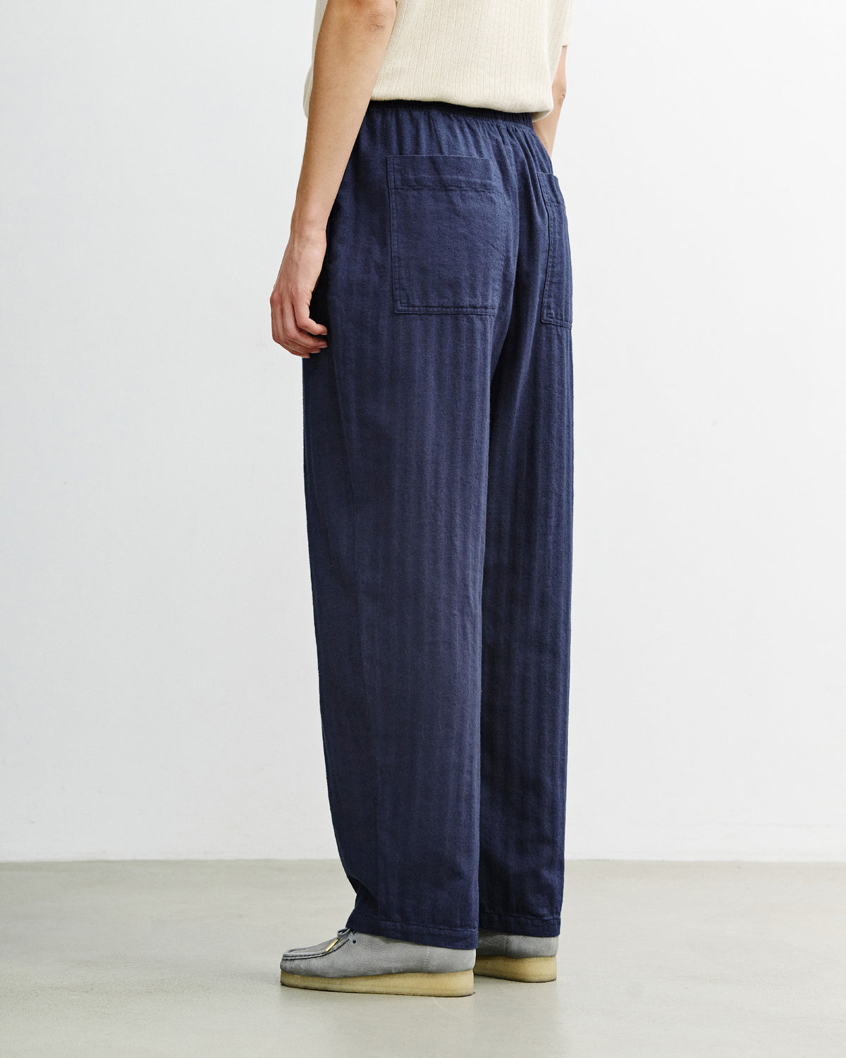 Wide Pleated Trousers Organic Cotton - Blue
